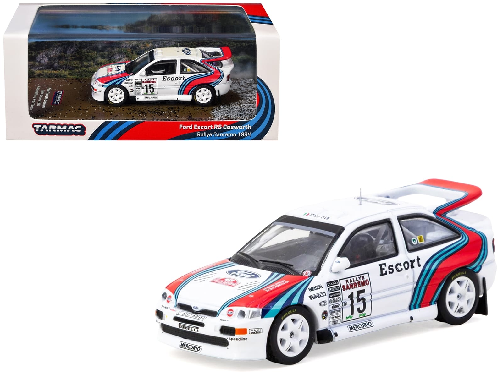 Ford Escort RS Cosworth WRC #15 Malcolm Wilson - Bryan Thomas "Rallye Sanremo" (1994) "Hobby64" Series 1/64 Diecast Model Car by Tarmac Works