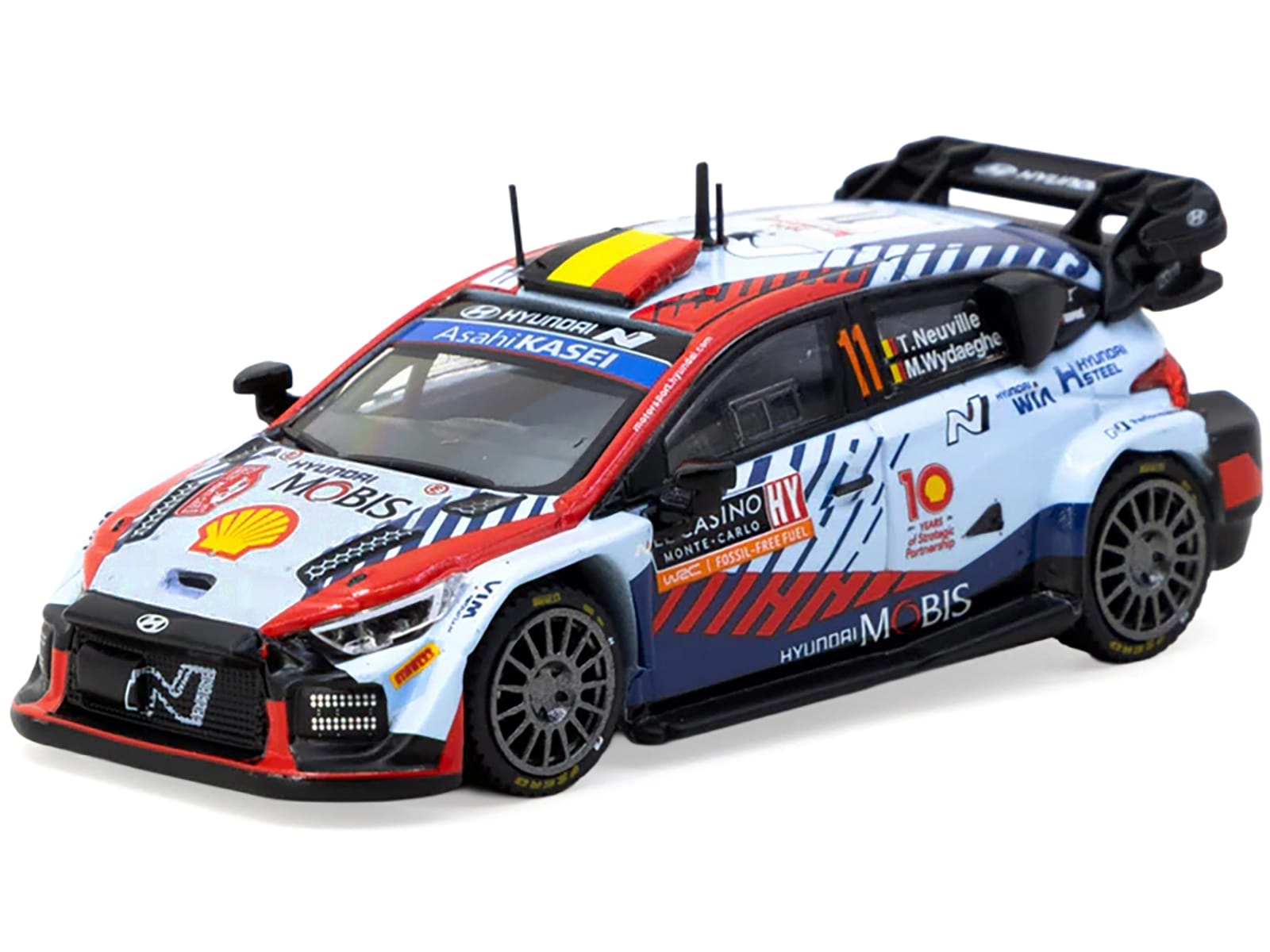 Hyundai i20 N Rally1 Hybrid #11 Thierry Neuville - Martijn Wydaeghe Winner "Rallye Monte-Carlo" (2024) "Hobby64" Series 1/64 Diecast Model by Tarmac Works - Image 2