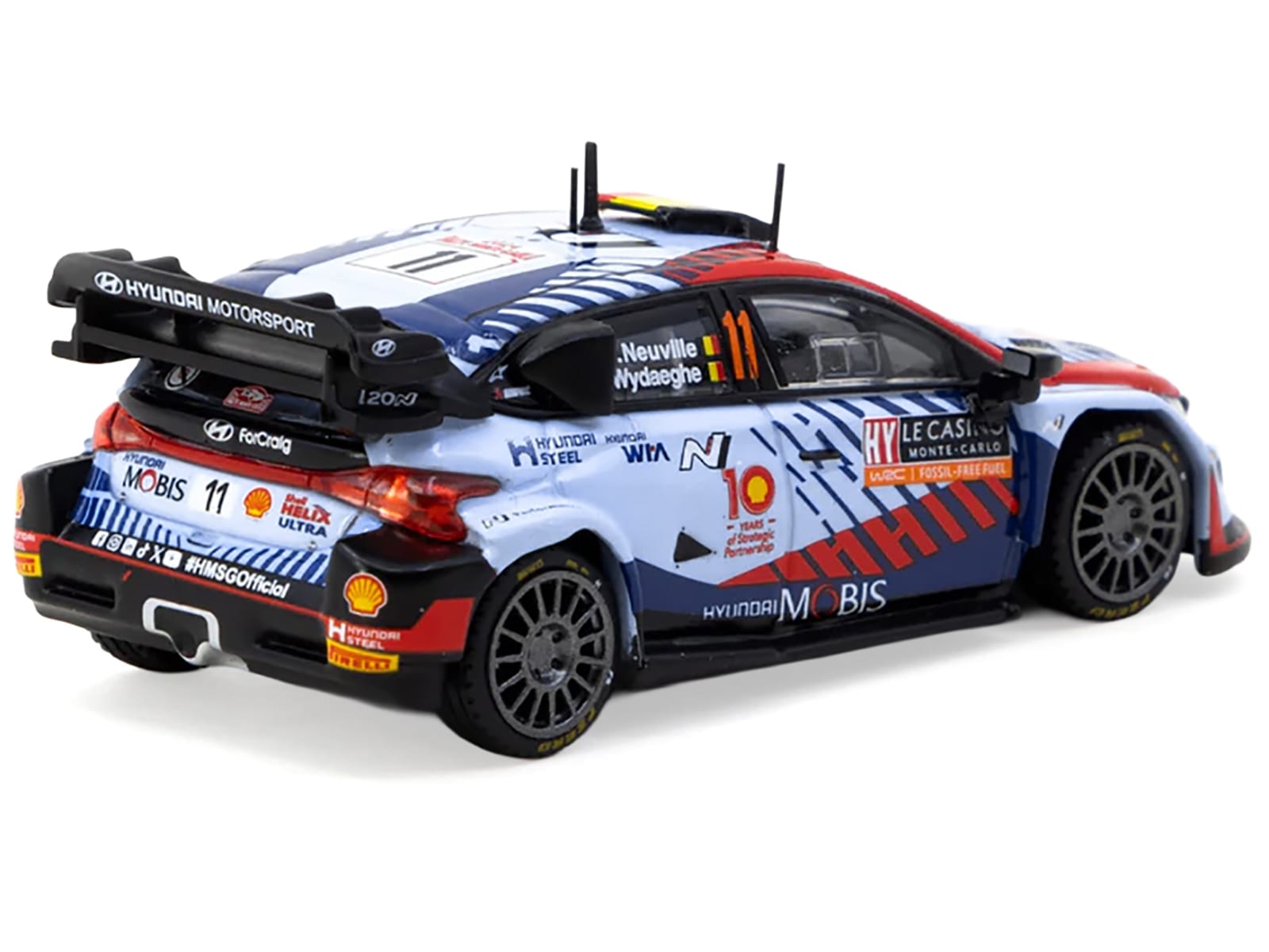 Hyundai i20 N Rally1 Hybrid #11 Thierry Neuville - Martijn Wydaeghe Winner "Rallye Monte-Carlo" (2024) "Hobby64" Series 1/64 Diecast Model by Tarmac Works - Image 3