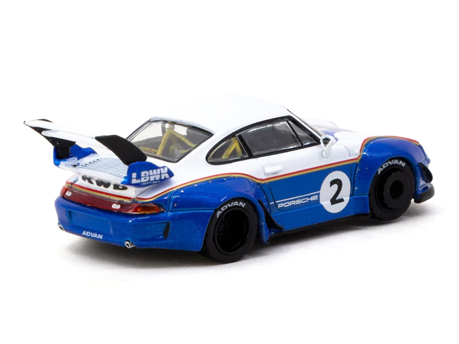 RWB 993 #2 "Liberty Walk" White and Blue Metallic with Container Packaging "Hobby64" Series 1/64 Diecast Model Car by Tarmac Works - Image 3