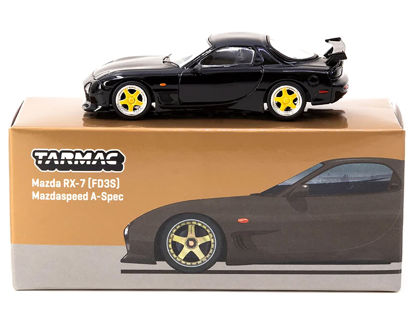 Mazda RX-7 FD3S Mazdaspeed A-Spec Brilliant Black “Global64” Series 1/64 Diecast Model by Tarmac Works