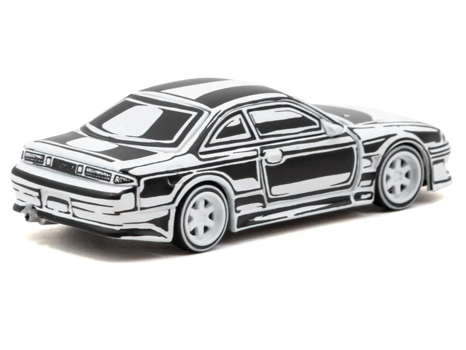 VERTEX Silvia (S14) "Designed by Joshua Vides" Black and White "Global64" Series 1/64 Diecast Model Car by Tarmac Works - Image 3