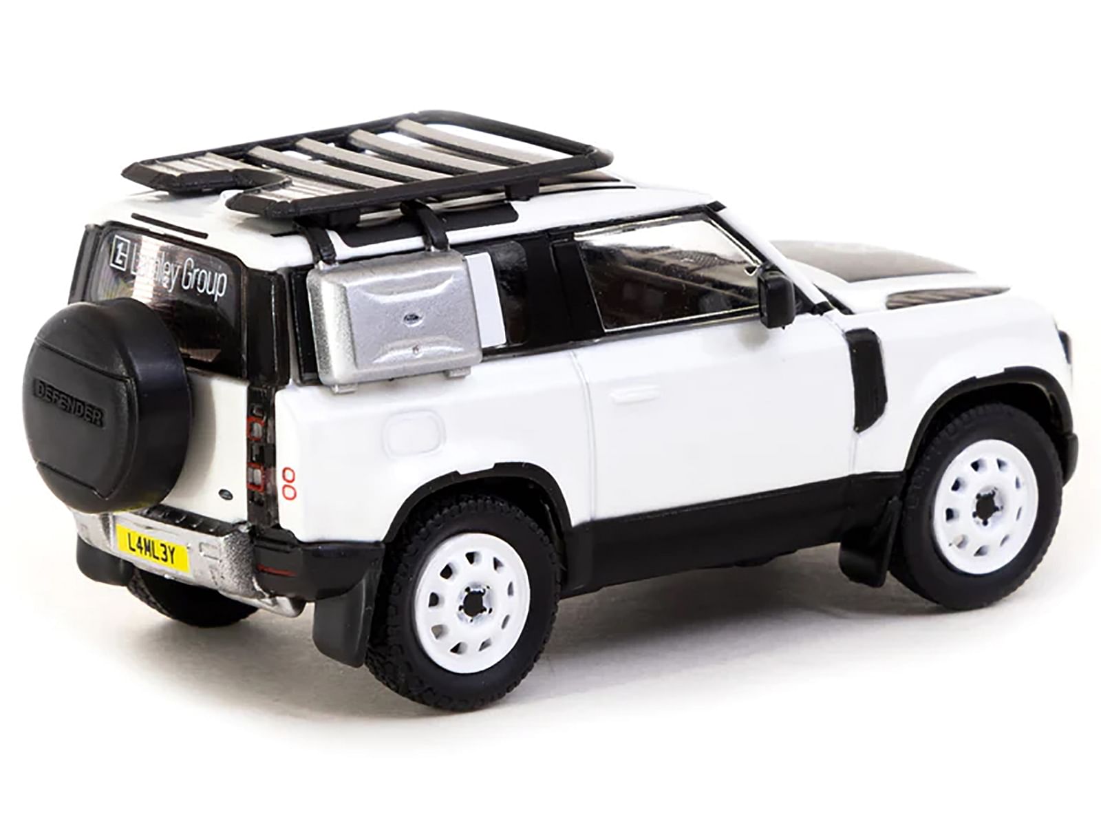 Land Rover Defender 90 White Metallic with Roof Rack “Lamley Special Edition” “Global64” Series 1/64 Diecast Model by Tarmac Works