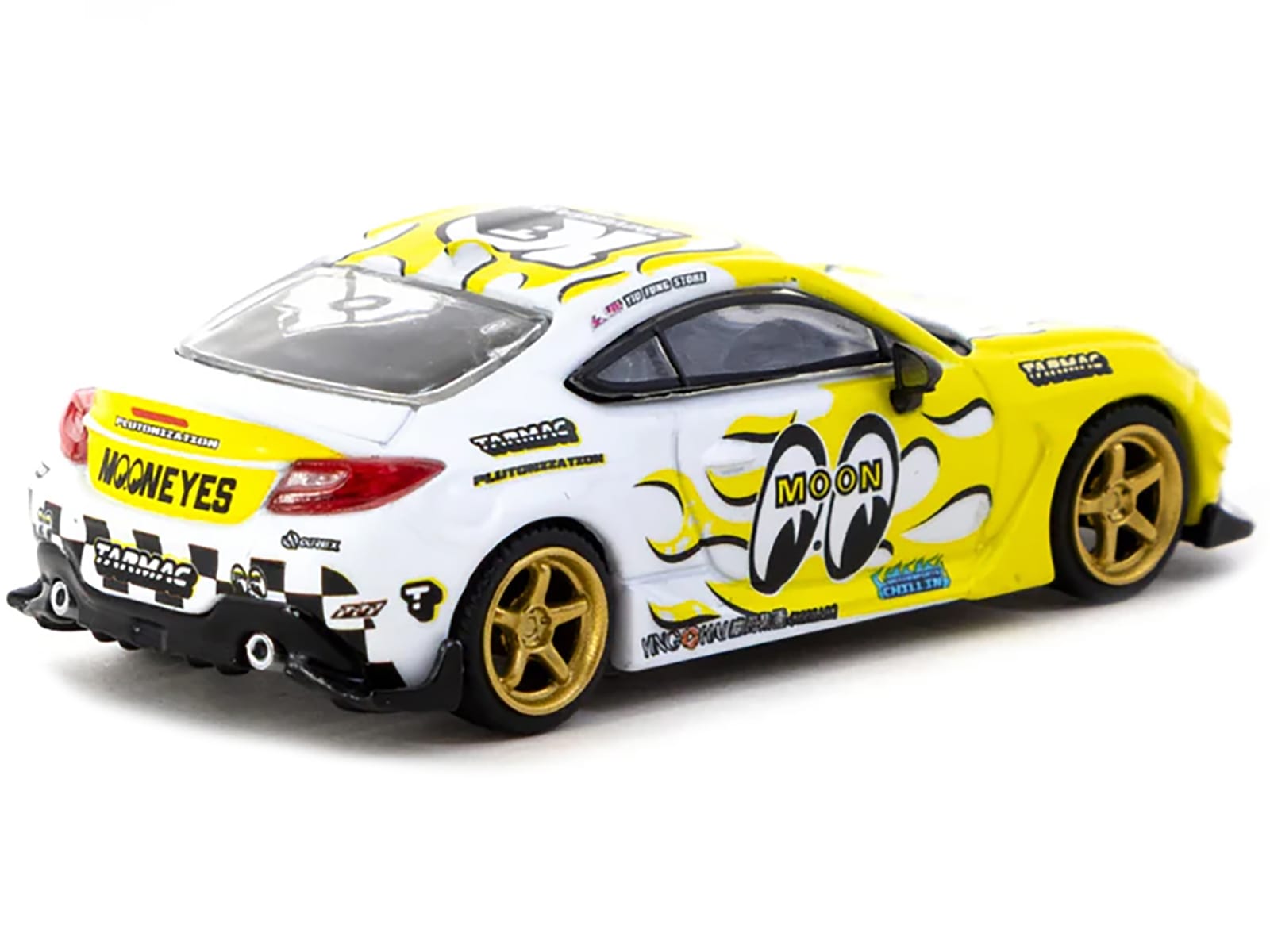 Toyota GR86 RHD (Right Hand Drive) "MoonEyes" White with Yellow Flames and Graphics "Global64" Series 1/64 Diecast Model by Tarmac Works - Image 2