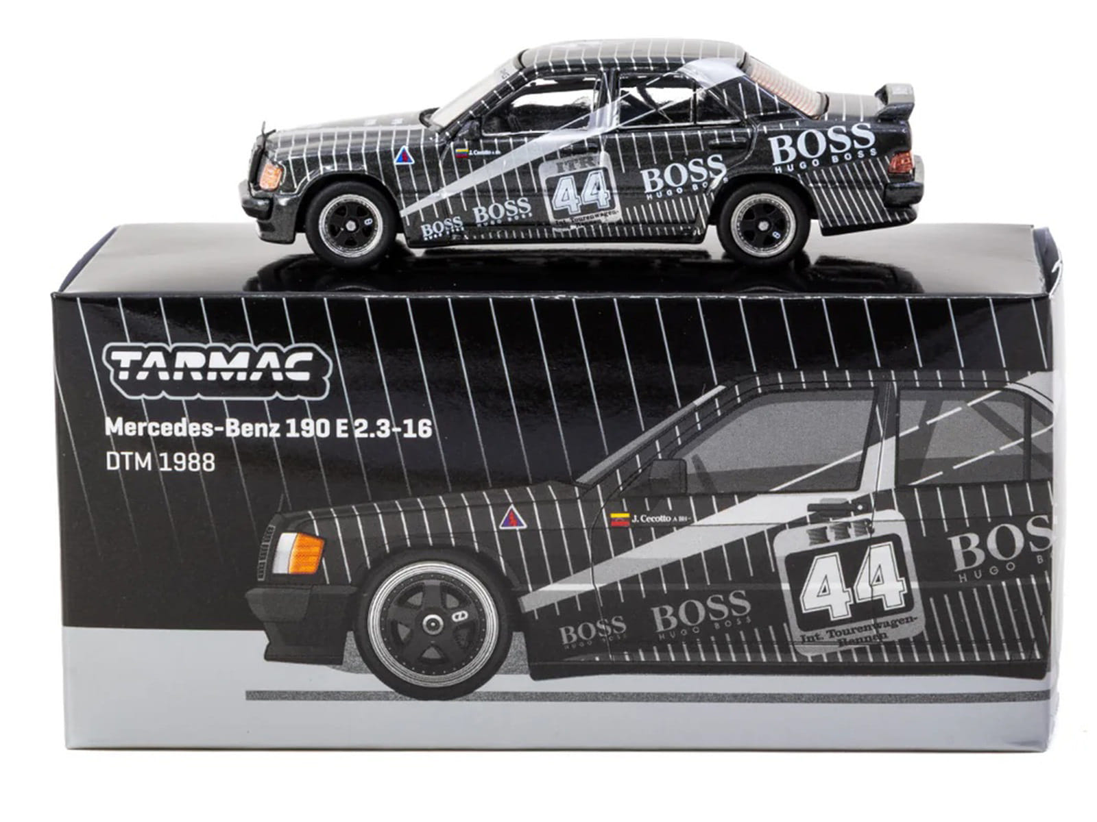 Mercedes-Benz 190 E 2.3-16 #44 Johnny Cecotto "Deutsche Tourenwagen Meisterschaft (DTM)" (1988) "Global64" Series 1/64 Diecast Model Car by Tarmac Works - Image 4