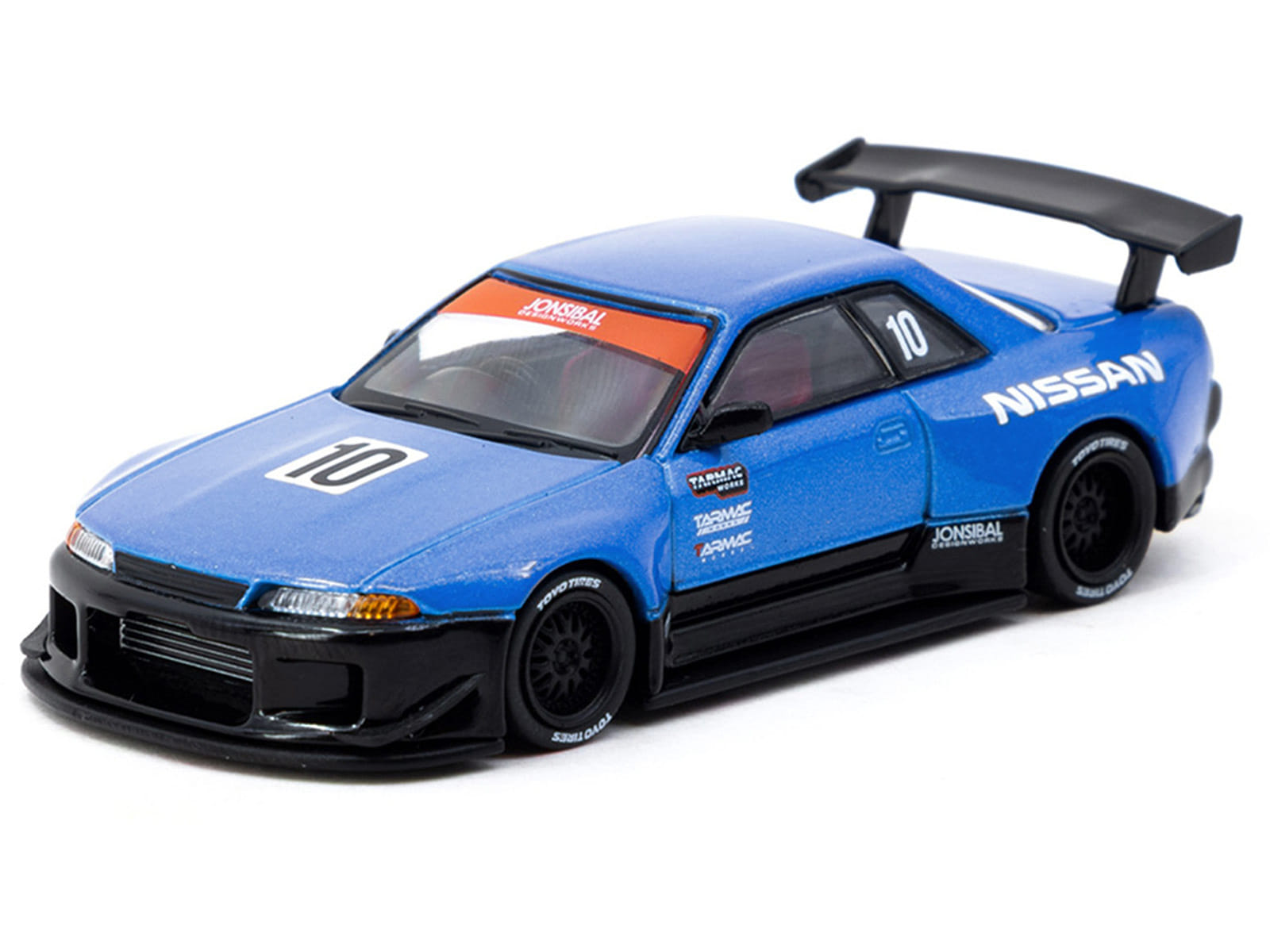 Nissan Skyline (R32) Widebody RHD (Right Hand Drive) #10 "Tarmac Works 10th Anniversary" Blue Metallic "Global64" 1/64 Diecast Model Car by Tarmac Works - Image 2