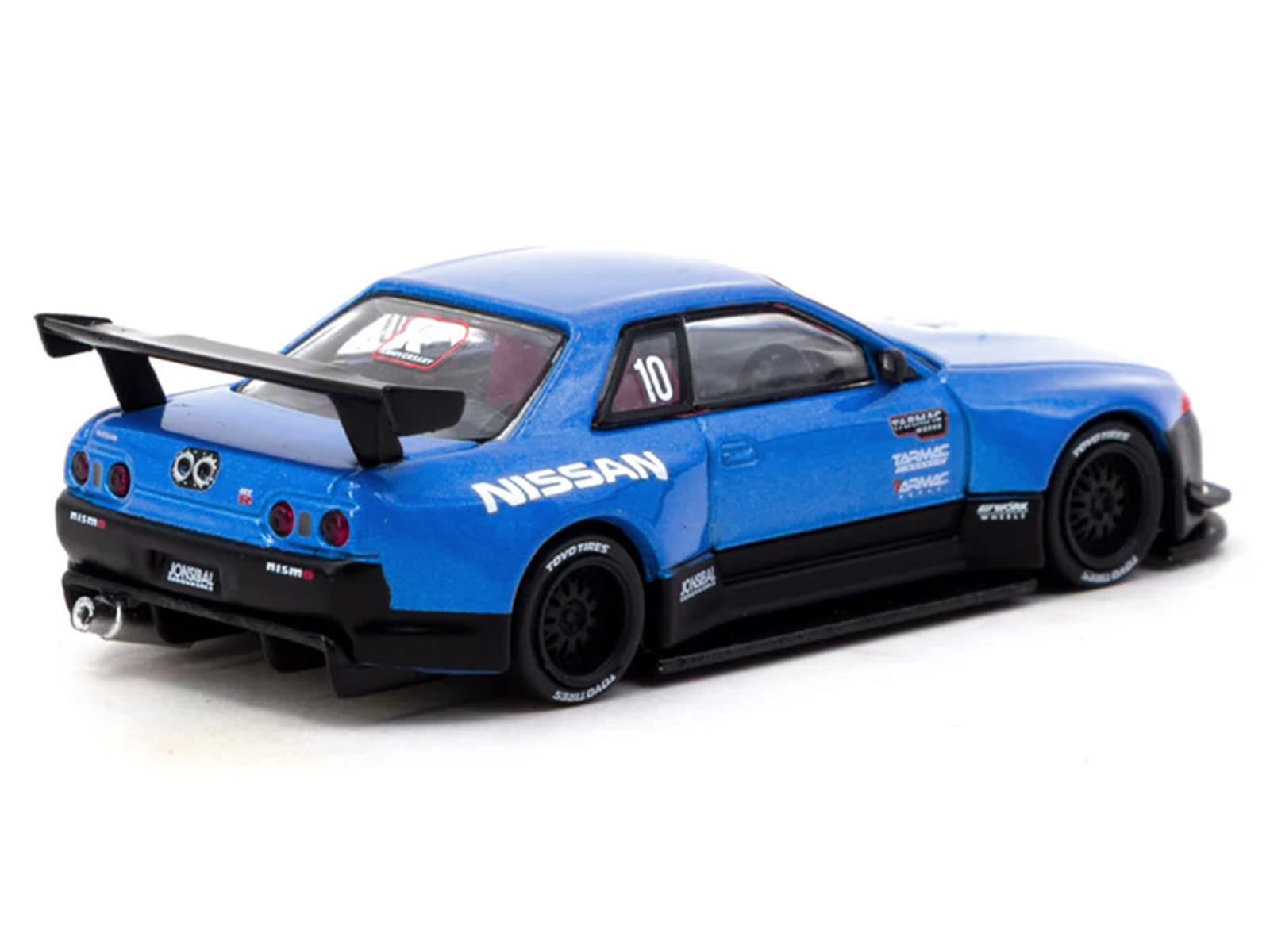Nissan Skyline (R32) Widebody RHD (Right Hand Drive) #10 "Tarmac Works 10th Anniversary" Blue Metallic "Global64" 1/64 Diecast Model Car by Tarmac Works - Image 3