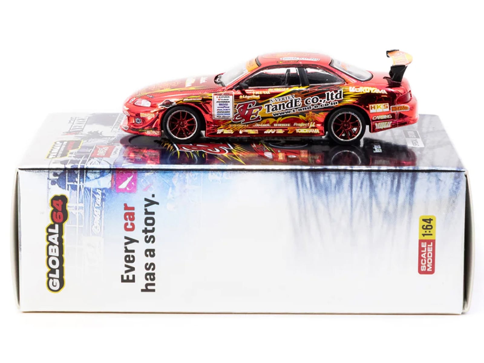 Toyota VERTEX Ridge TE3006 Soarer RHD (Right Hand Drive) Chrome Red with Graphics "Tokyo Auto Salon 2026" "Global64" Series 1/64 Diecast Model Car by Tarmac Works - Image 4