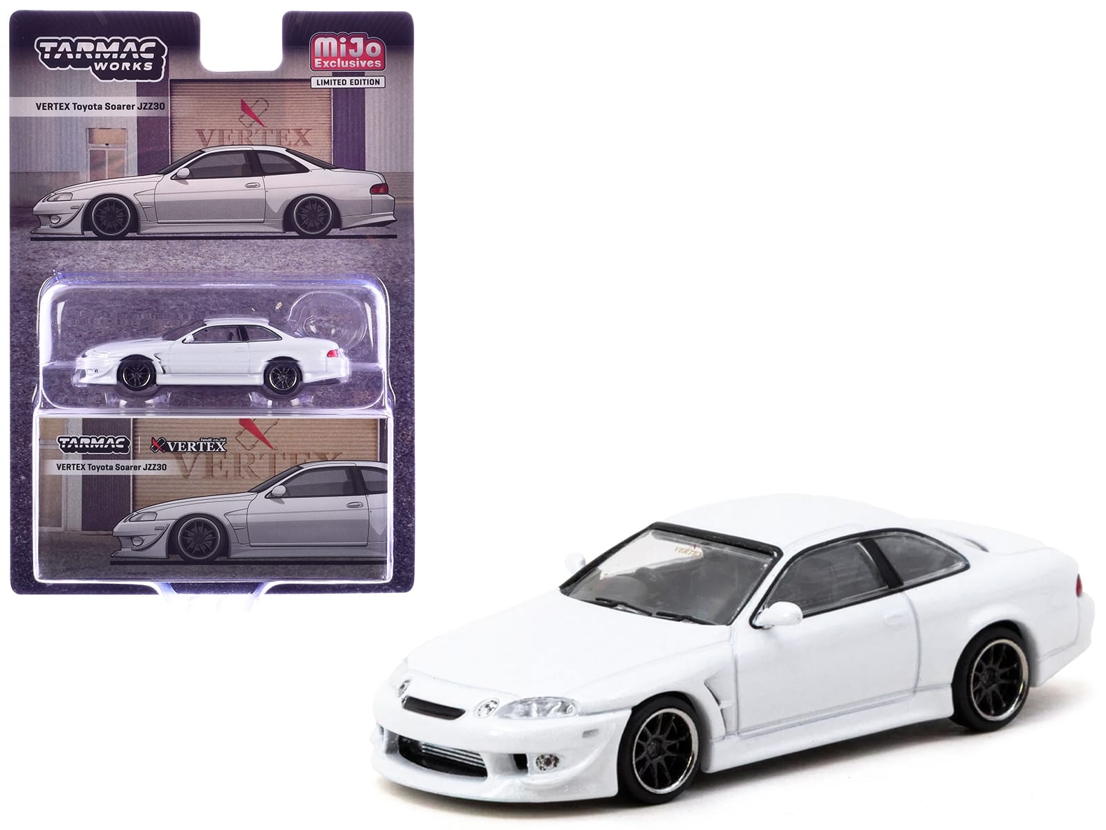 Toyota VERTEX Soarer JZZ30 RHD (Right Hand Drive) White Metallic "Global64" Series 1/64 Diecast Model Car by Tarmac Works