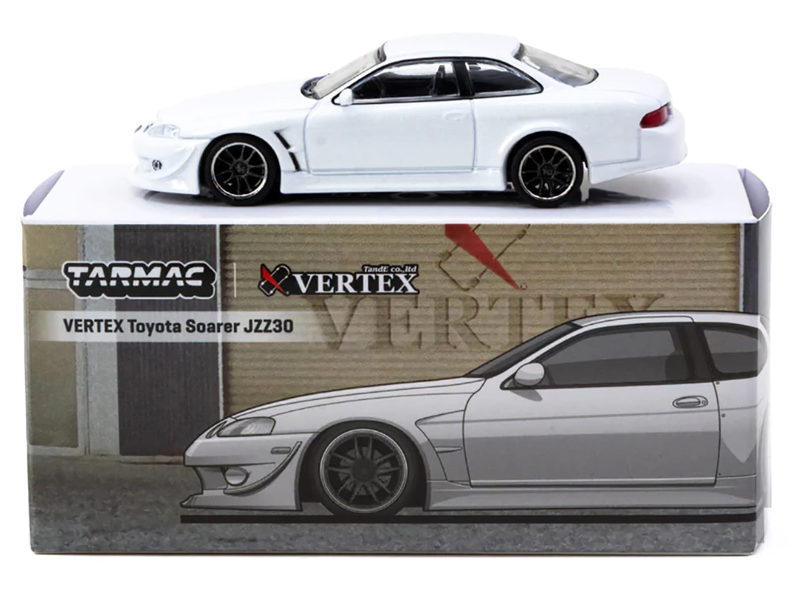 Toyota VERTEX Soarer JZZ30 RHD (Right Hand Drive) White Metallic "Global64" Series 1/64 Diecast Model Car by Tarmac Works - Image 4