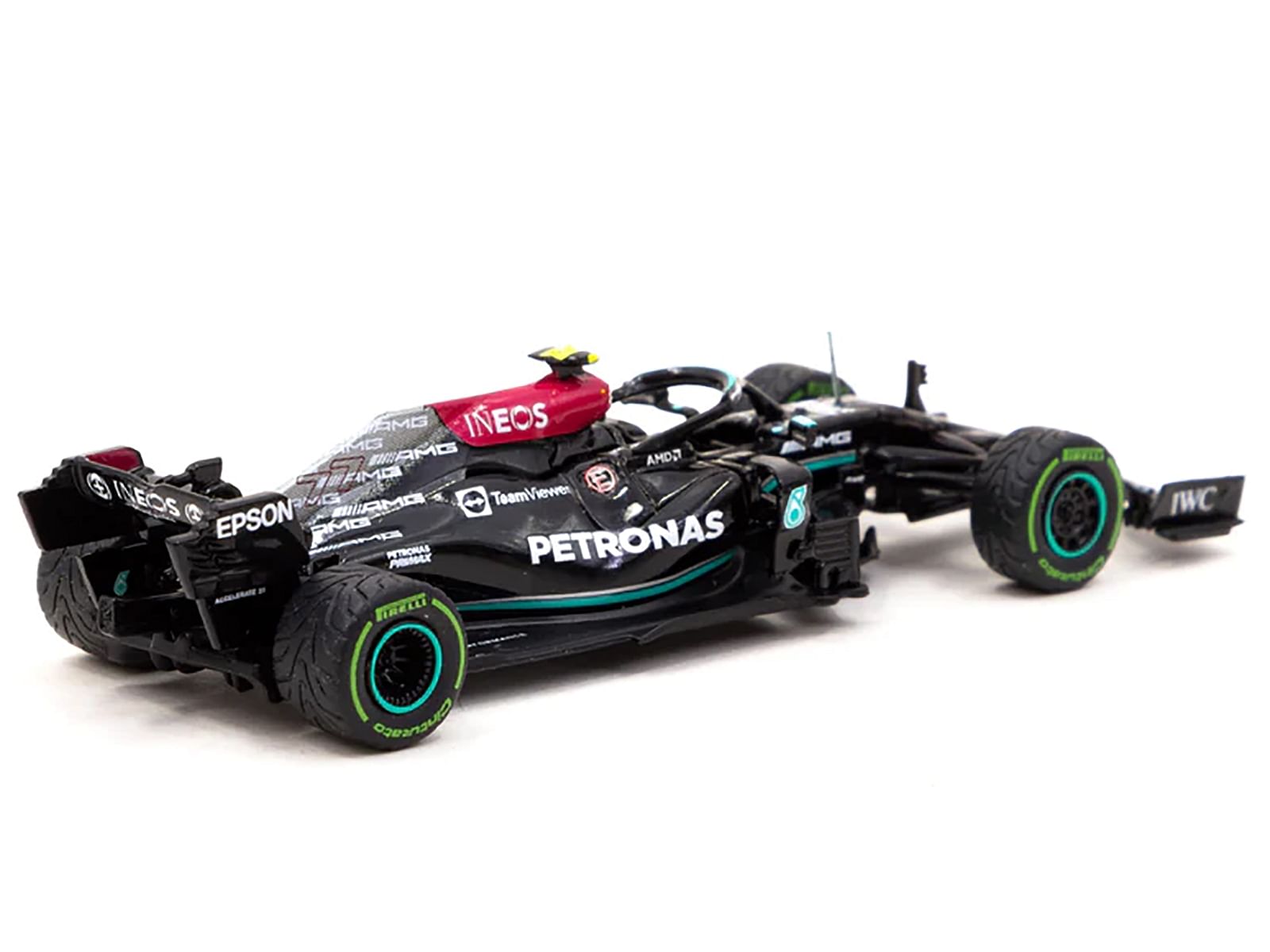 Mercedes-AMG F1 W12 E Performance #77 Valtteri Bottas Winner Formula One F1 Turkish GP (2021) with Number Board “Global64” Series 1/64 Diecast Model Car by Tarmac Works