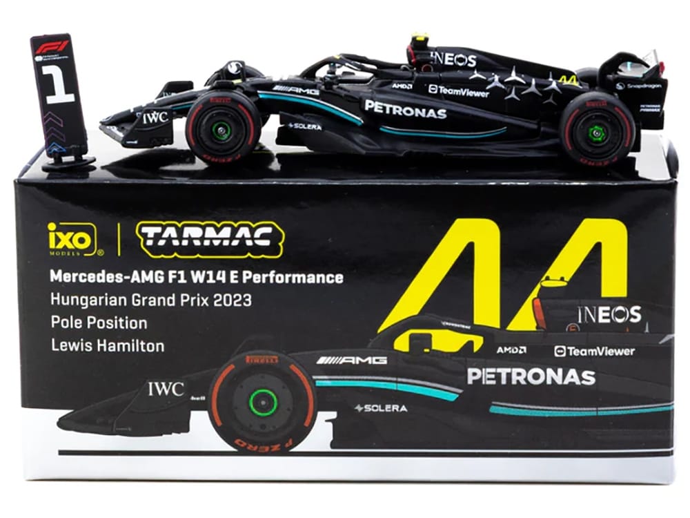 Mercedes-AMG F1 W14 E Performance #44 Lewis Hamilton Pole Position Formula One F1 "Hungarian GP" (2023) "Global64" Series 1/64 Diecast Model Car by Tarmac Works - Image 3