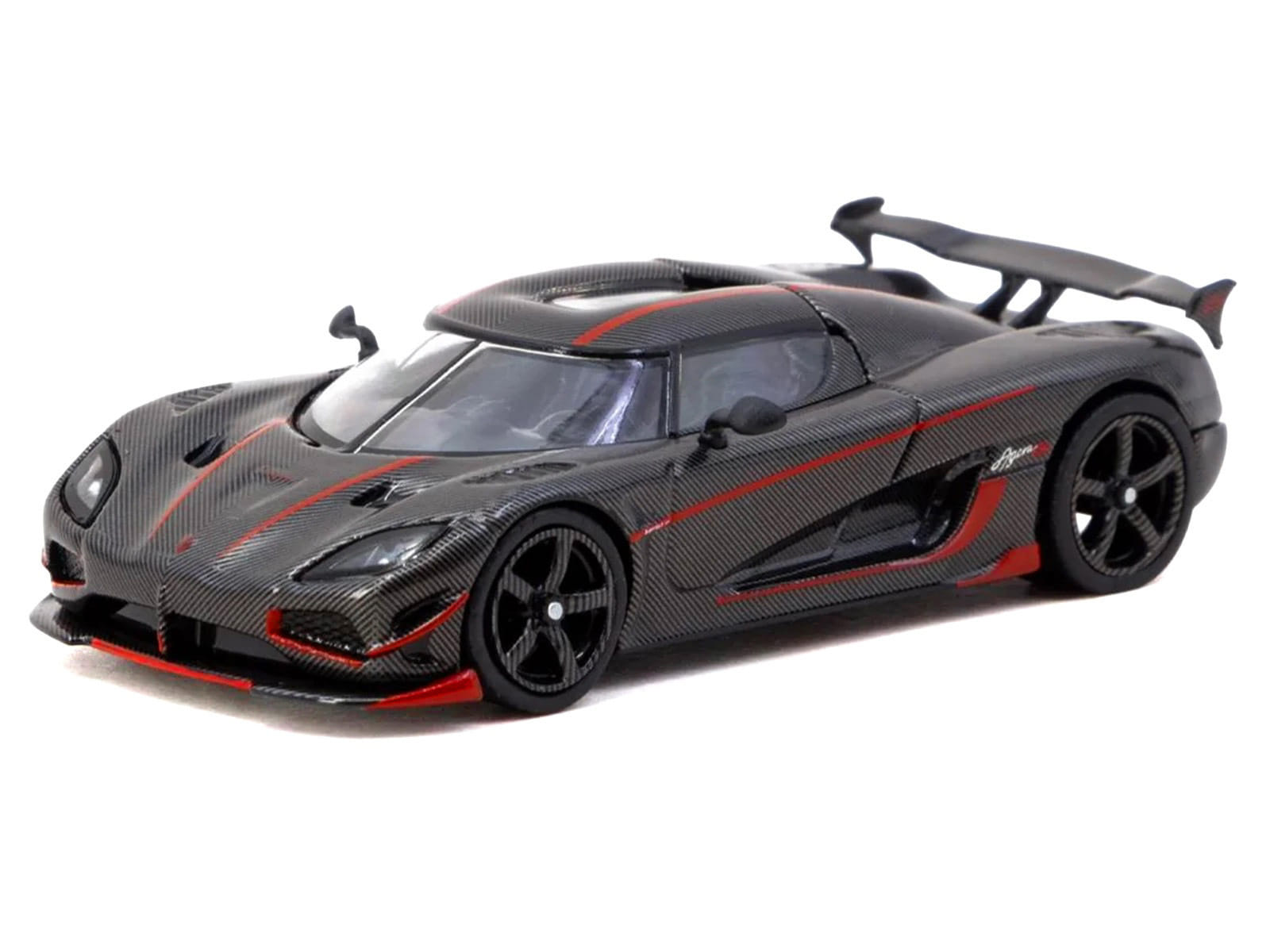 Koenigsegg Agera RS Black Carbon with Red Accents "Global64" Series 1/64 Diecast Model Car by Tarmac Works - Image 2