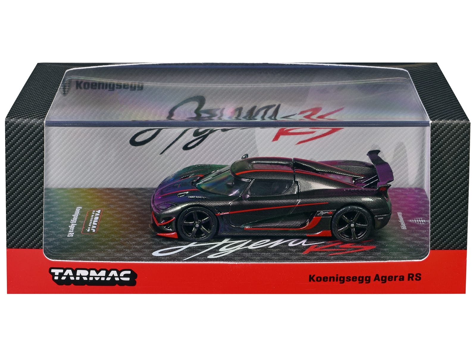 Koenigsegg Agera RS Black Carbon with Red Accents "Global64" Series 1/64 Diecast Model Car by Tarmac Works - Image 3