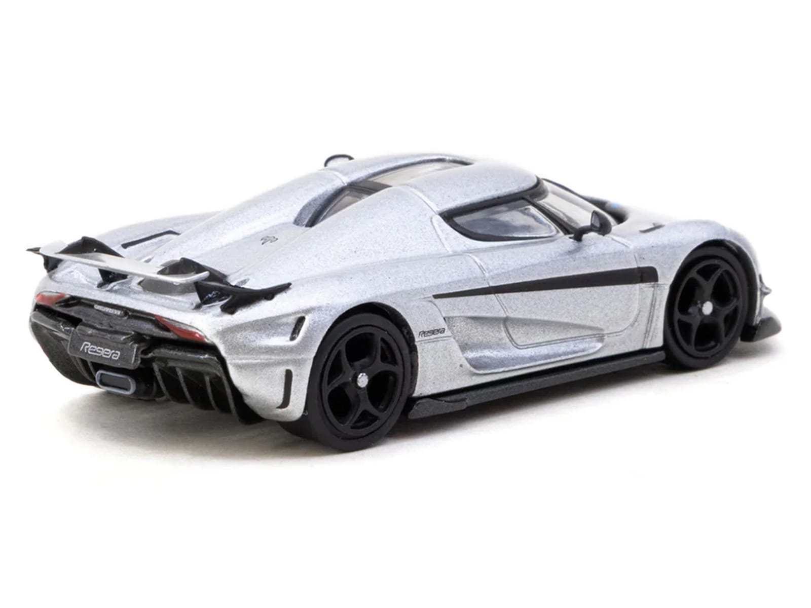 Koenigsegg Regera Silver Metallic with Blue Accents and Collectible Tarmac Cards "Global64" Series 1/64 Diecast Model Car by Tarmac Works - Image 2