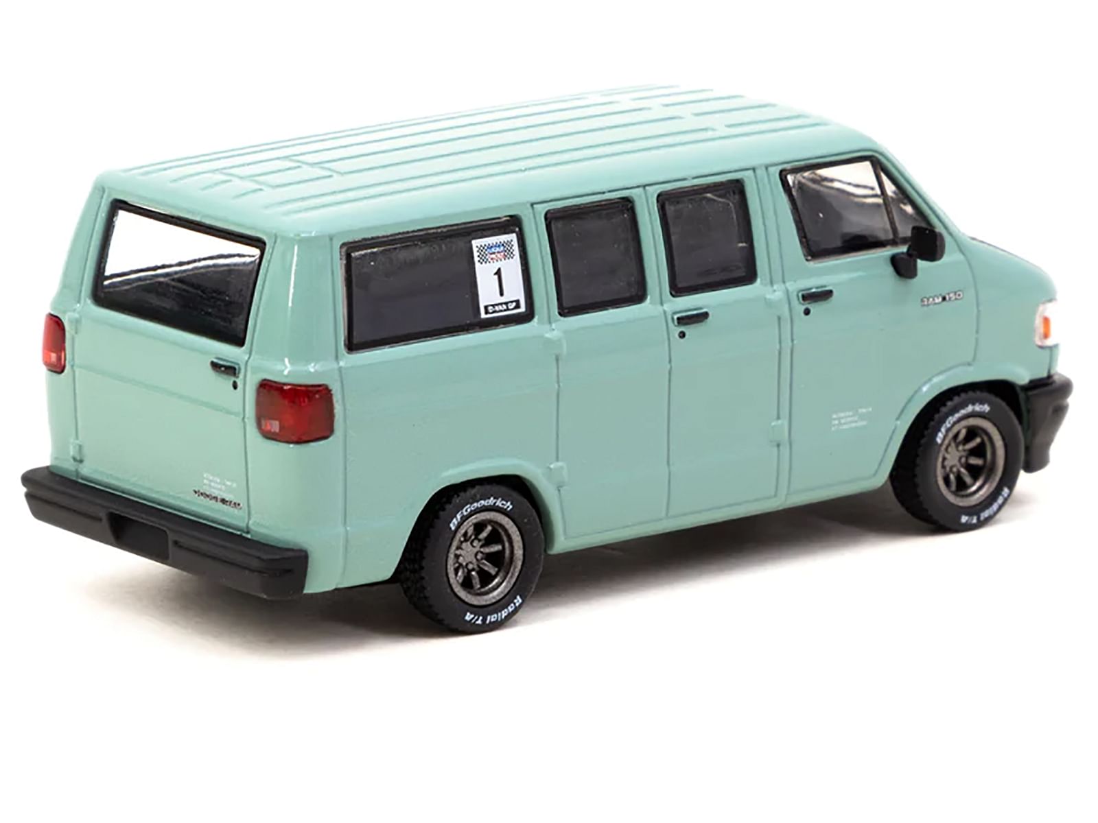 Dodge RAM 150 Van Light Green with Black Hood “Global64” Series 1/64 Diecast Model Car by Tarmac Works