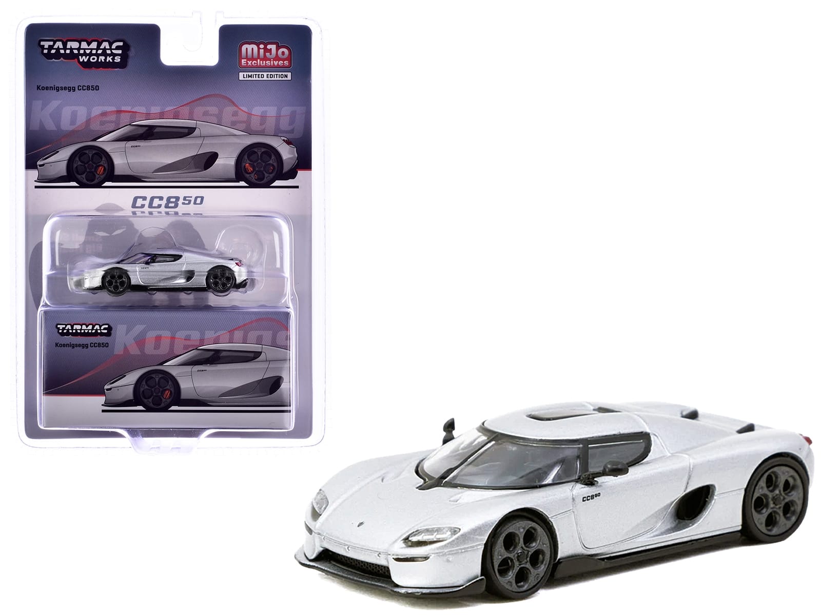 Koenigsegg CC850 Silver Metallic "Global64" Series 1/64 Diecast Model by Tarmac Works - Image 2