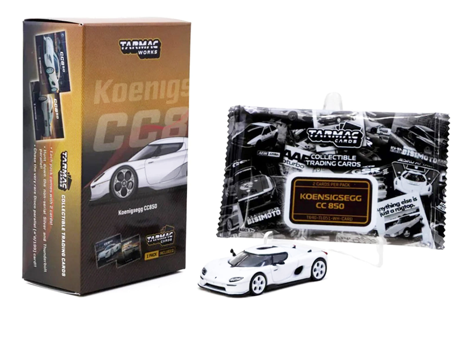 Koenigsegg CC850 White with Tarmac Cards "Global64" Series 1/64 Diecast Model by Tarmac Works - Image 3