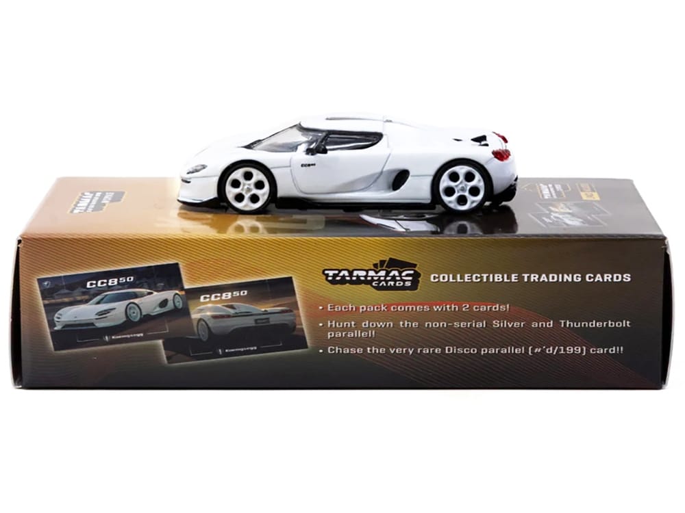 Koenigsegg CC850 White with Tarmac Cards "Global64" Series 1/64 Diecast Model by Tarmac Works - Image 4
