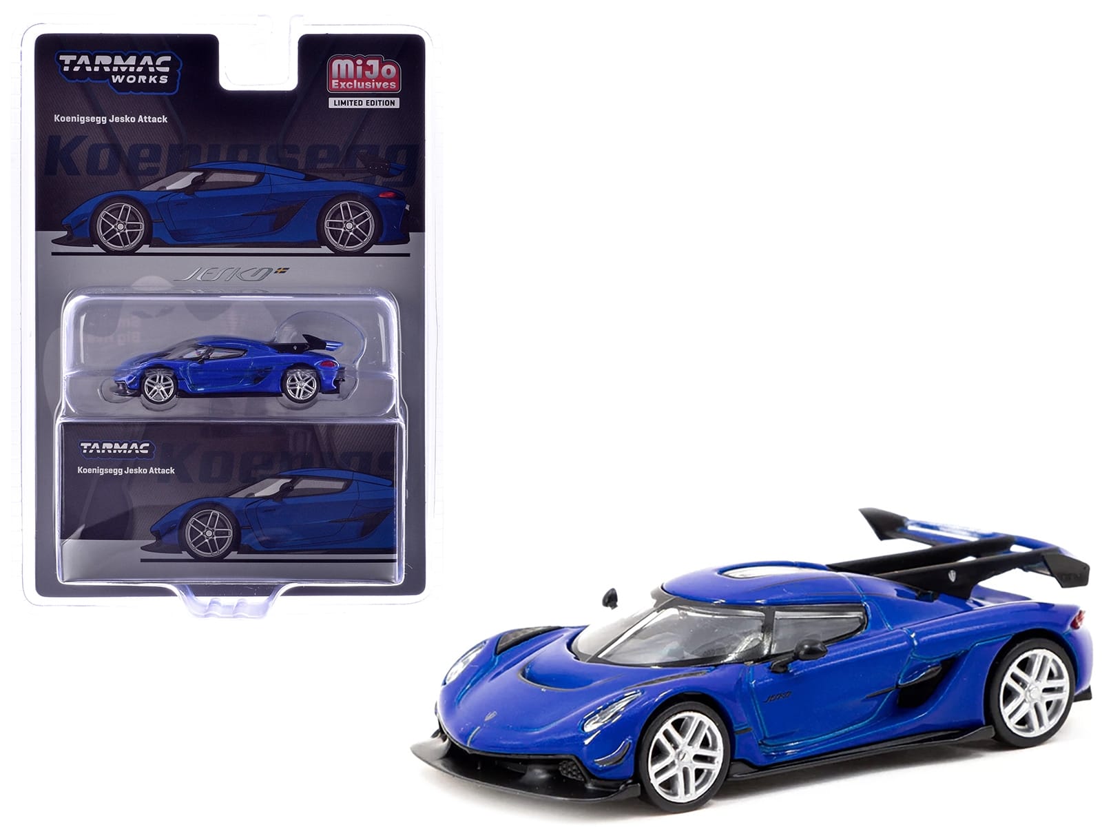 Koenigsegg Jesko Attack Blue Metallic "Global64" Series 1/64 Diecast Model by Tarmac Works - Image 3