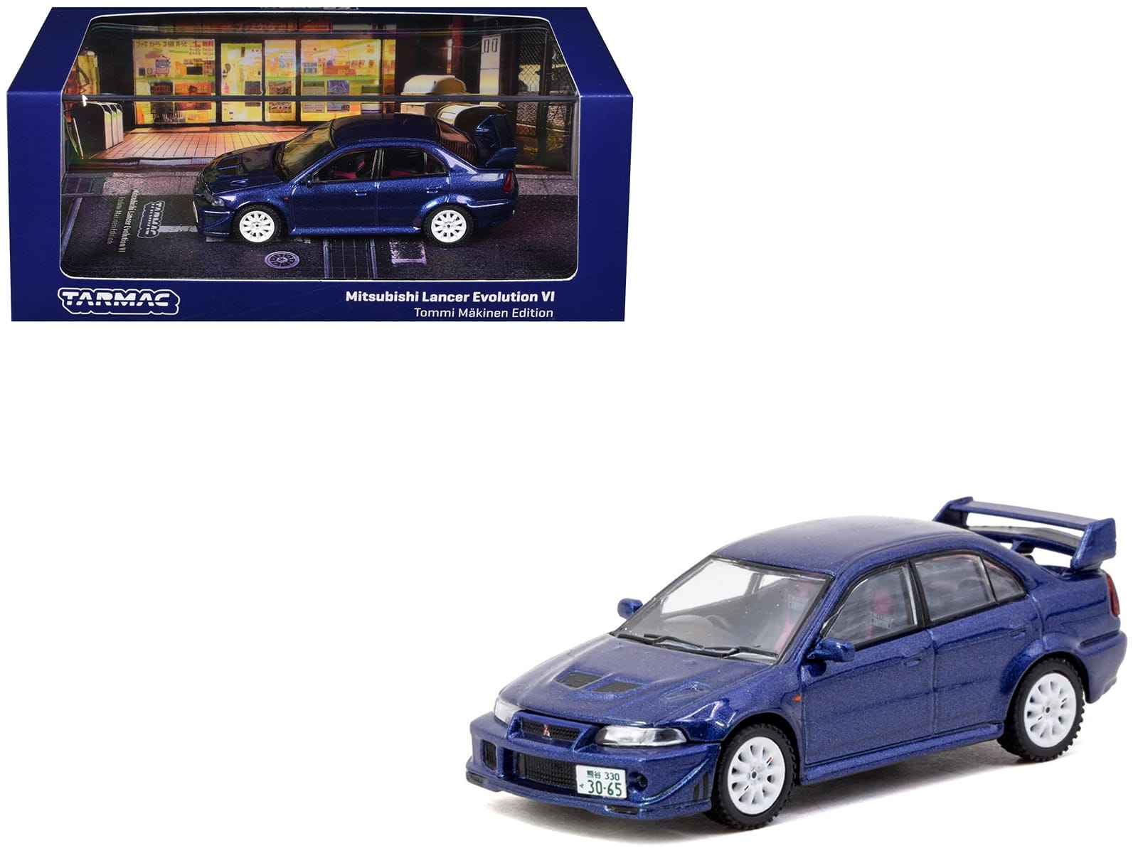 Mitsubishi Lancer Evolution VI RHD (Right Hand Drive) "Tommi Makinen Edition" Blue Metallic "Road64" Series 1/64 Diecast Model by Tarmac Works