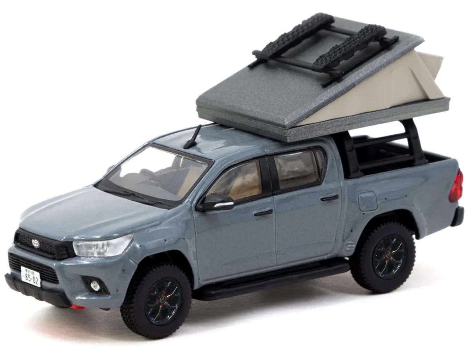 Toyota Hilux Pickup Truck RHD (Right Hand Drive) Gray with Camping Equipment "Road64" Series 1/64 Diecast Model Car by Tarmac Works - Image 2