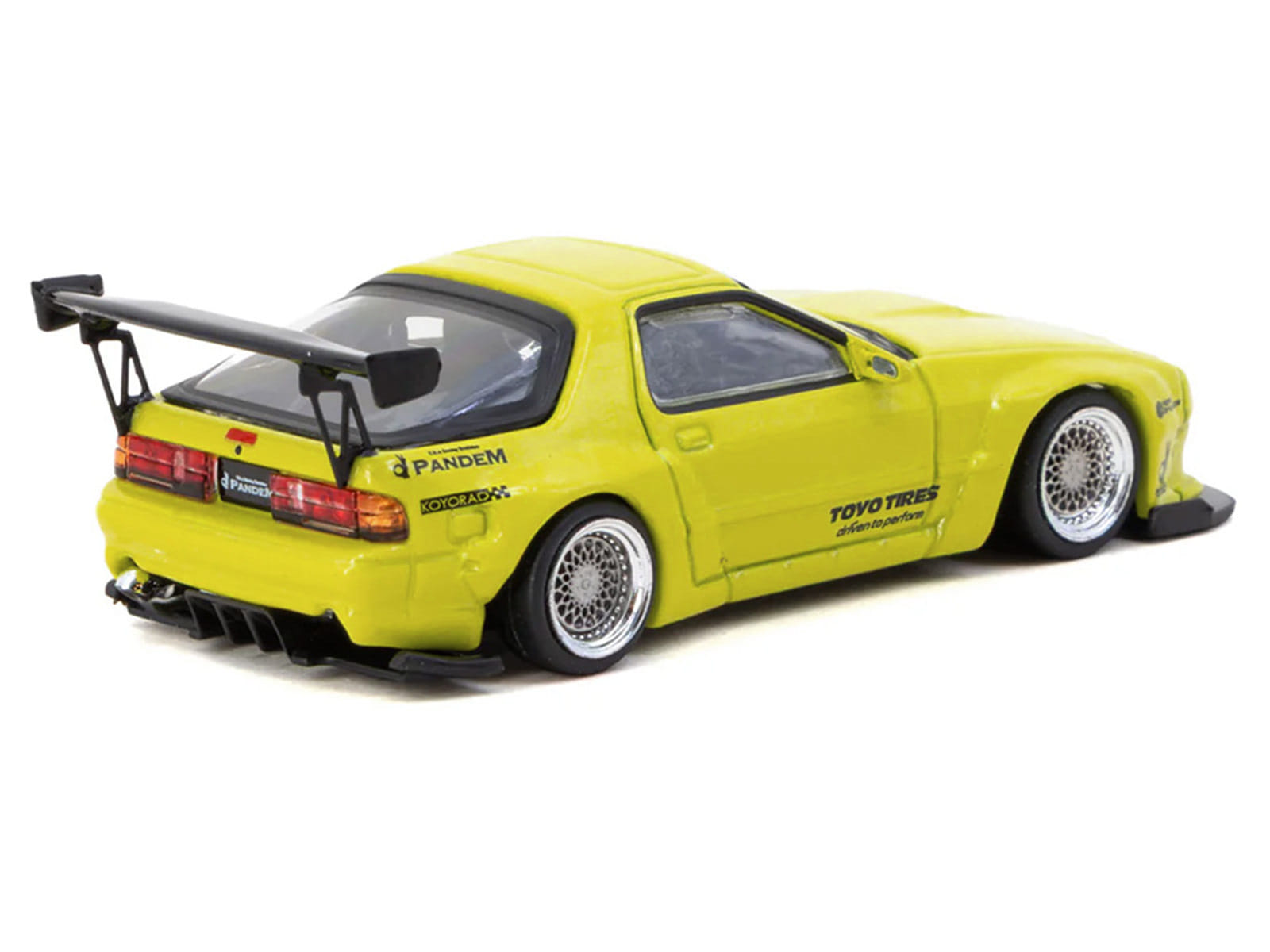 Mazda RX-7 FC3S Pandem Yellow Metallic "Road64" Series 1/64 Diecast Model Car by Tarmac Works - Image 3