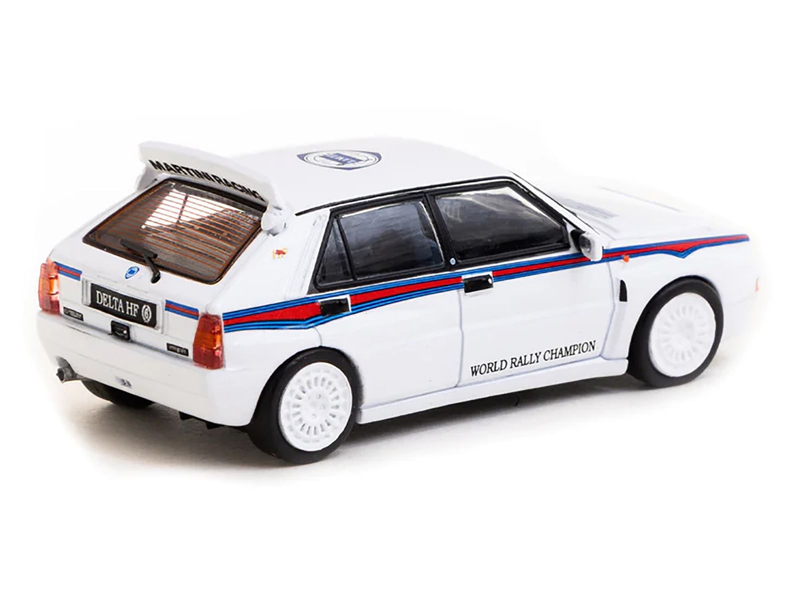 Lancia Delta HF Integrale White with Red and Blue Stripes “Martini 6 – World Rally Champion” “Road64” Series 1/64 Diecast Model Car by Tarmac Works