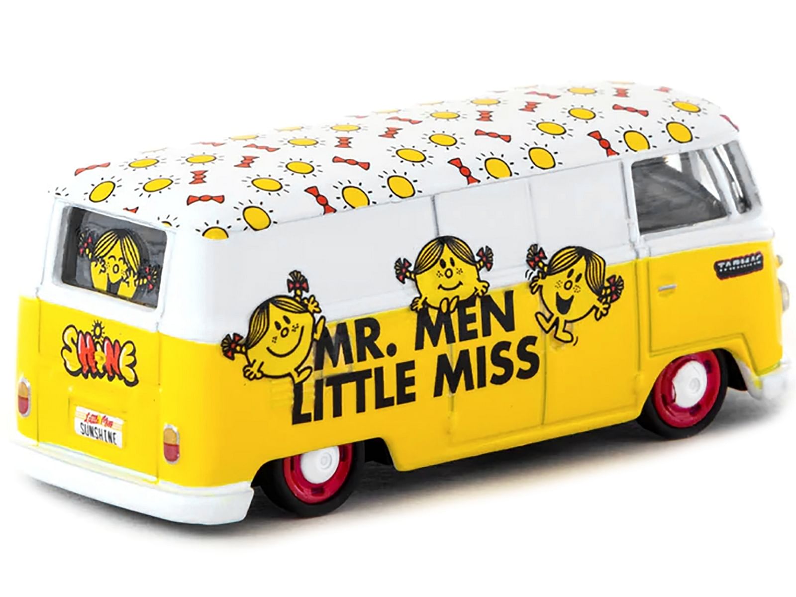 Volkswagen Type II (T1) Panel Van “Little Miss Sunshine” Yellow and White “Mr. Men & Little Miss” “Collab64” Series 1/64 Diecast Model Car by Schuco & Tarmac Works