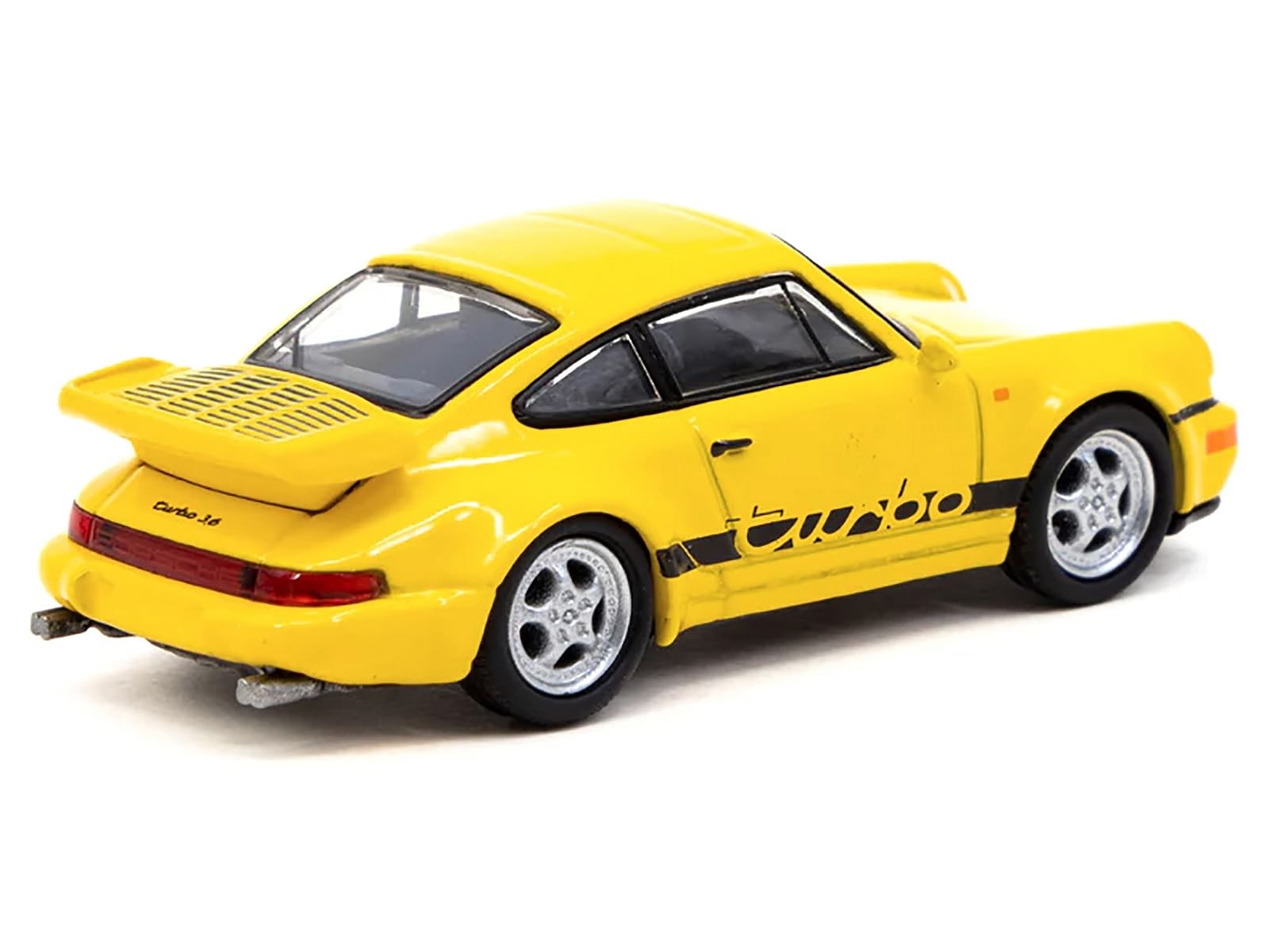 Porsche 911 Turbo Yellow with Black Stripes “Collab64” Series 1/64 Diecast Model Car by Schuco & Tarmac Works