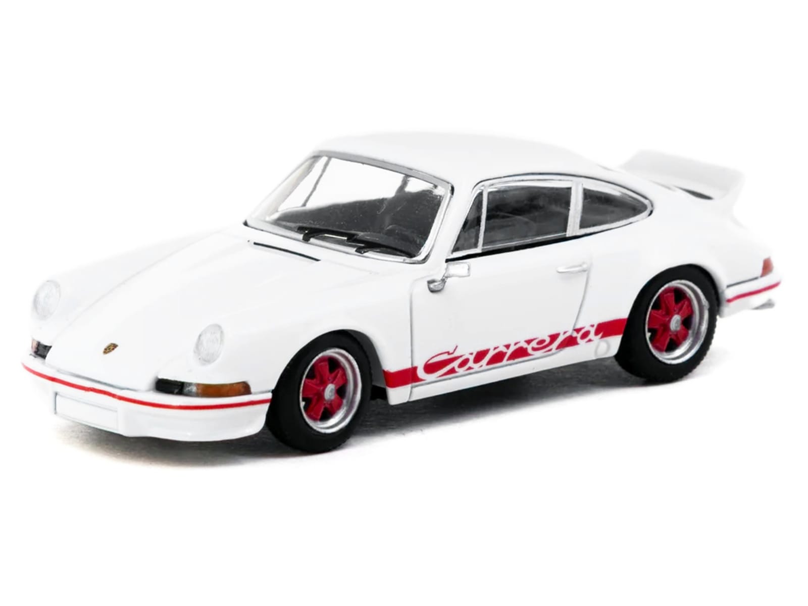 Porsche 911 Carrera RS 2.7 Lightweight White with Red Stripes "Collab64" Series 1/64 Diecast Model Car by Schuco & Tarmac Works - Image 2