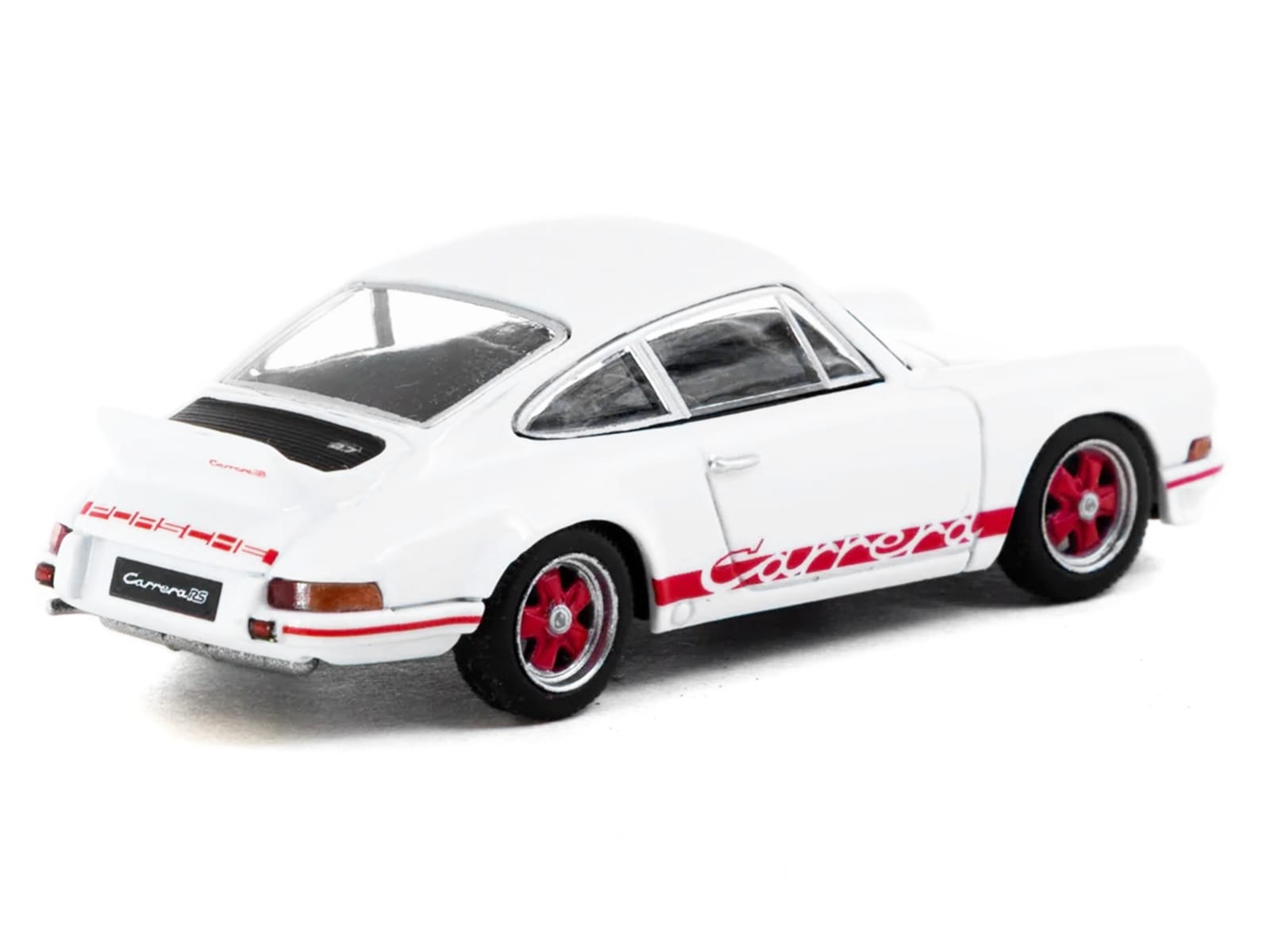 Porsche 911 Carrera RS 2.7 Lightweight White with Red Stripes "Collab64" Series 1/64 Diecast Model Car by Schuco & Tarmac Works - Image 3