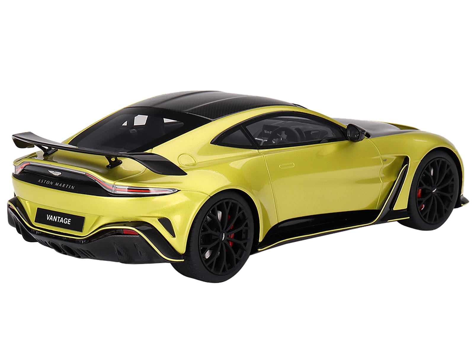 2022 Aston Martin V12 Vantage RHD (Right Hand Drive) Cosmopolitan Yellow with Black Hood and Top 1/18 Model Car by Top Speed - Image 2
