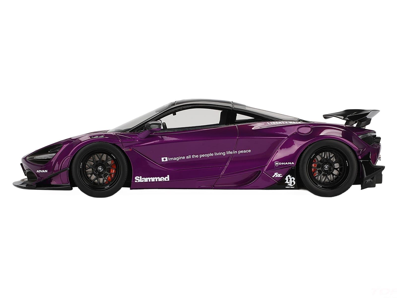 McLaren 720S "LB-Works" Purple Metallic with Black Top 1/18 Model Car by Top Speed - Image 3