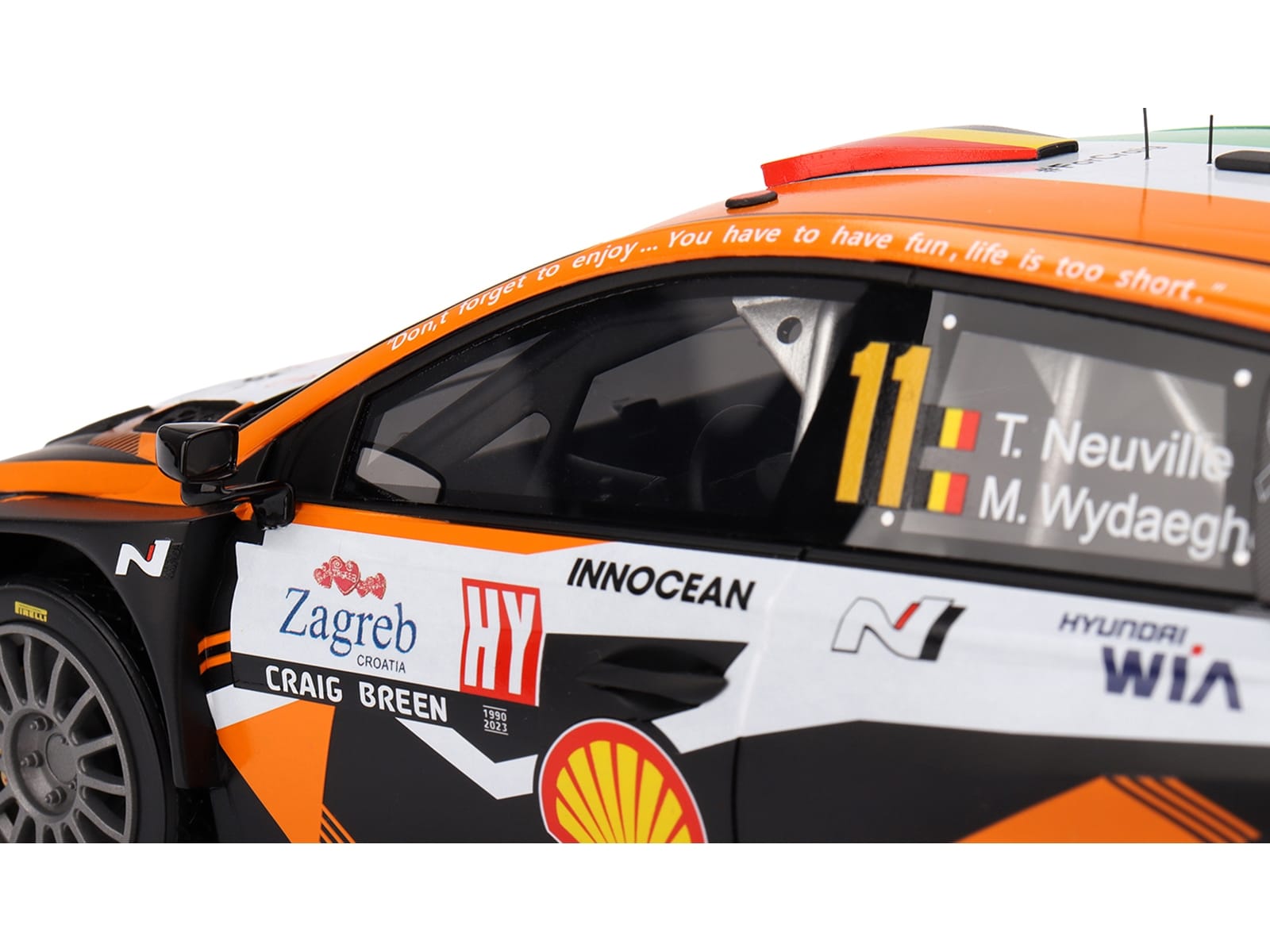 Hyundai i20 N Rally1 Hybrid #11 Thierry Neuville - Martijn Wydaeghe "Hyundai Shell Mobis WRT" Winner "Rally Croatia Power Stage" (2023) 1/18 Model Car by Top Speed - Image 2