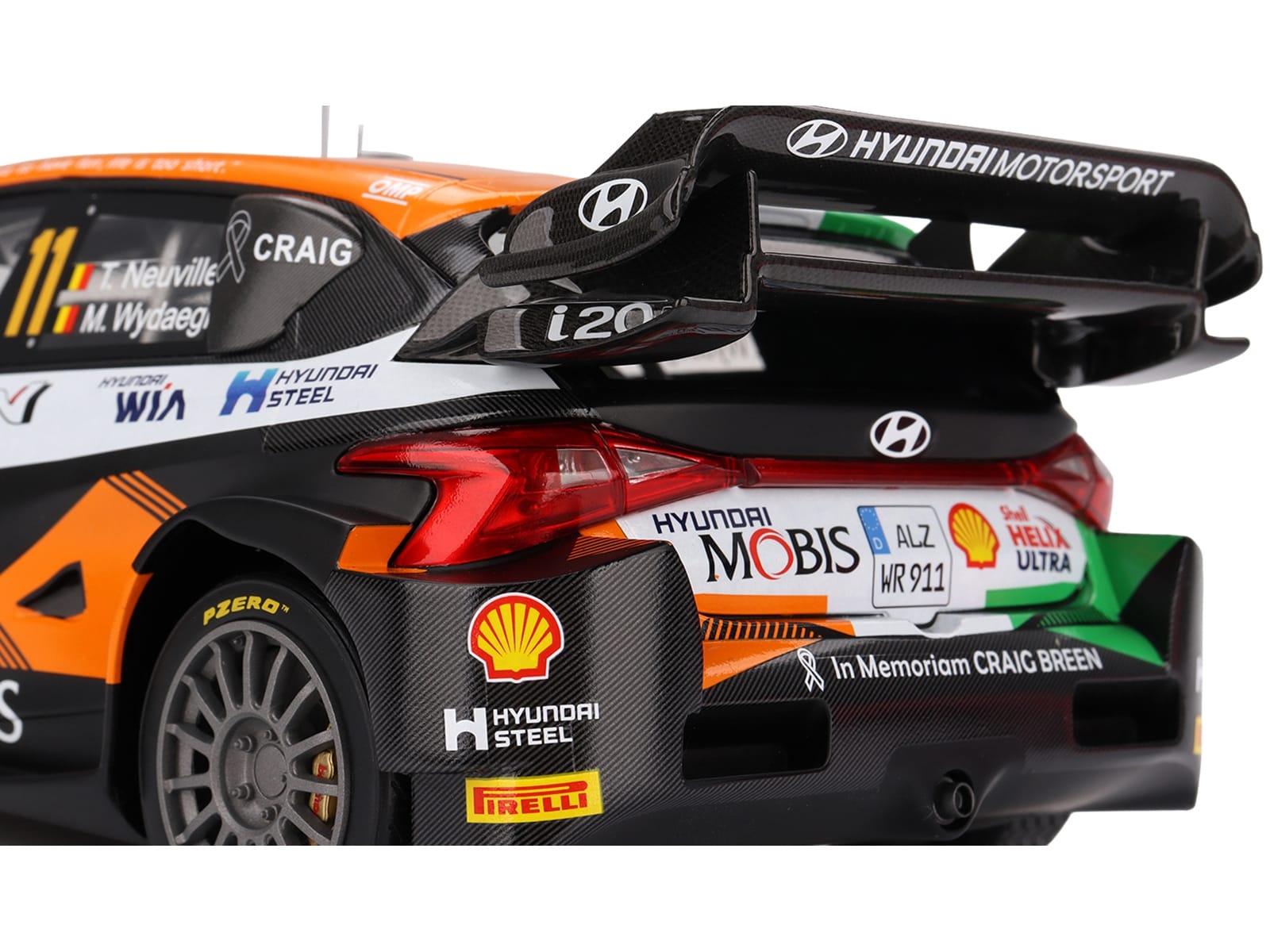 Hyundai i20 N Rally1 Hybrid #11 Thierry Neuville - Martijn Wydaeghe "Hyundai Shell Mobis WRT" Winner "Rally Croatia Power Stage" (2023) 1/18 Model Car by Top Speed - Image 3