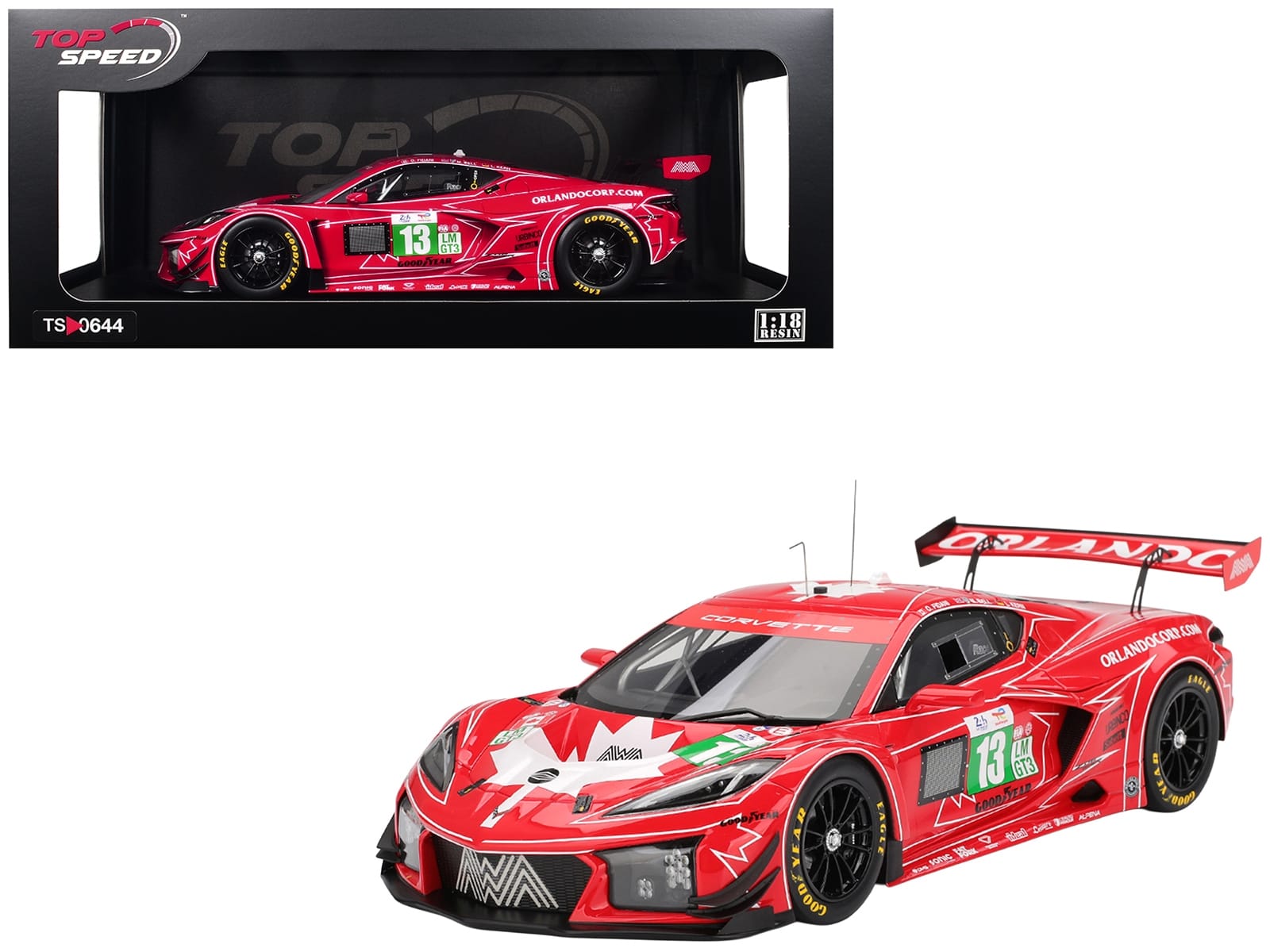 Chevrolet Corvette Z06 GT3.R #13 Matt Bell - Orey Fidani - Lars Kern "AWA Racing" "24 Hours of Le Mans" (2025) 1/18 Model Car by Top Speed