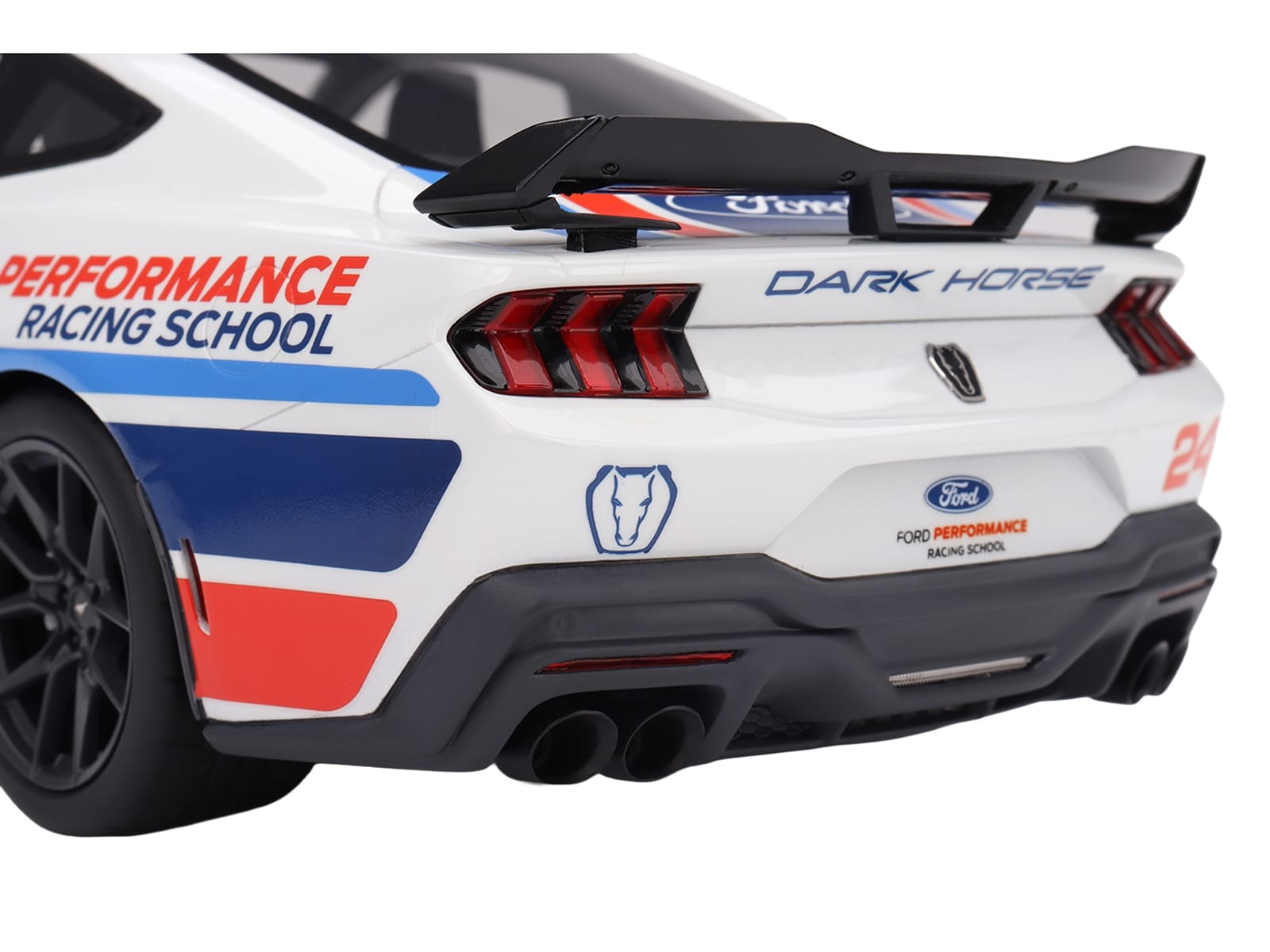 Ford Mustang Dark Horse #24 "Ford Performance Racing School" White with Graphics 1/18 Model Car by Top Speed - Image 4