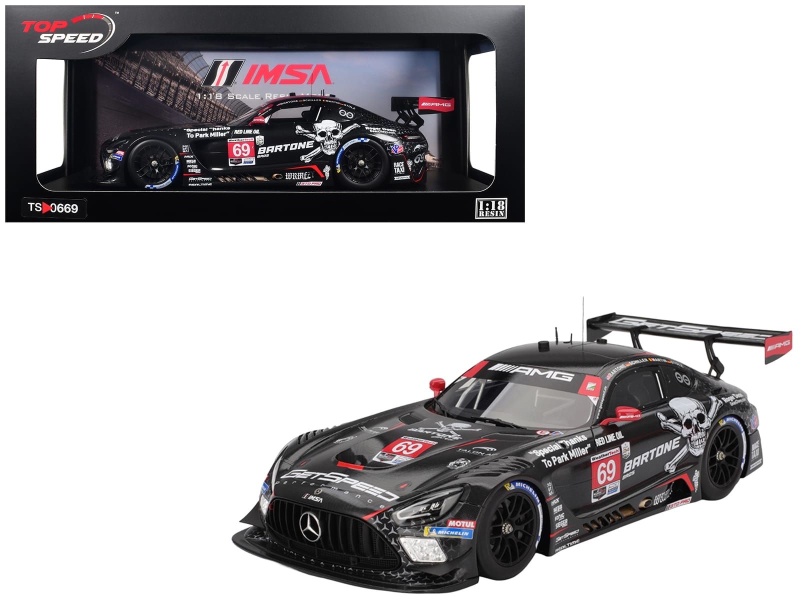 Mercedes-AMG GT3 EVO #69 Anthony Bartone - Maxime Martin - Fabian Schiller - Luca Stolz "GetSpeed" IMSA "24 Hours of Daytona" (2025) 1/18 Model Car by Top Speed