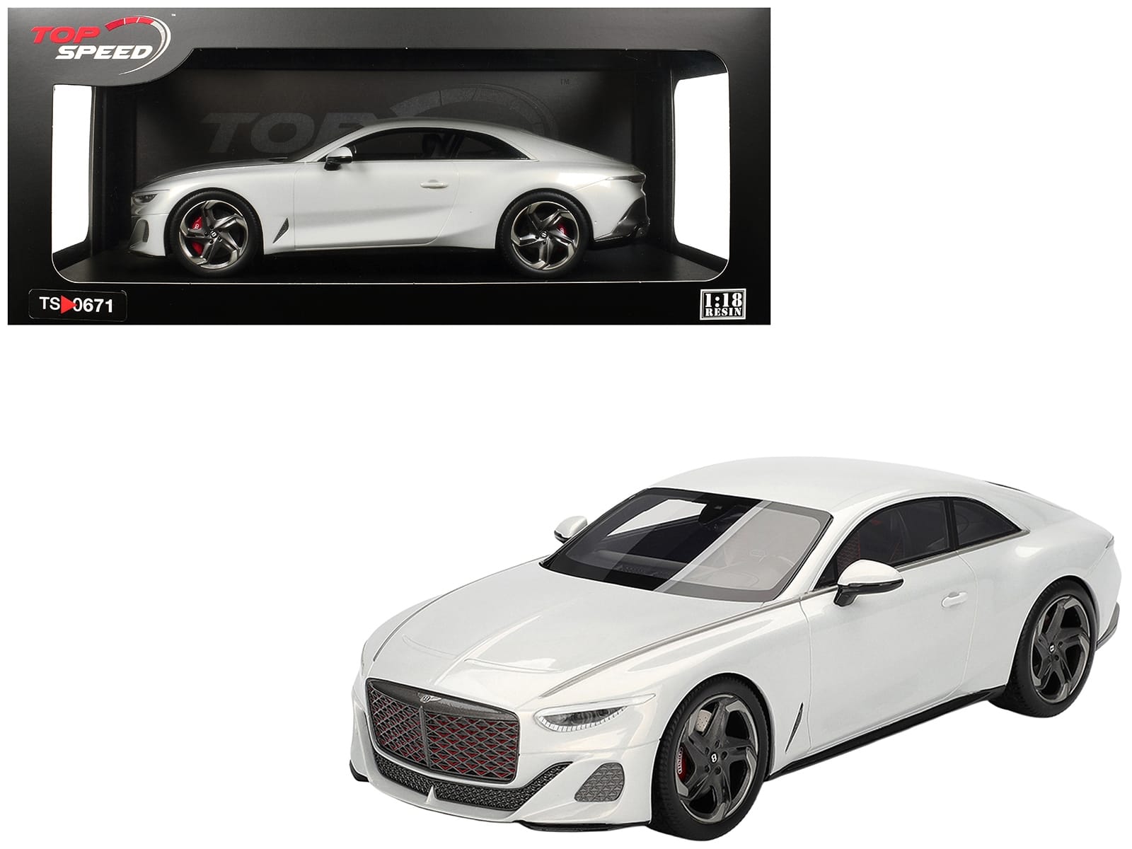 Bentley Batur Bonneville Pearl White Metallic 1/18 Model Car by Top Speed