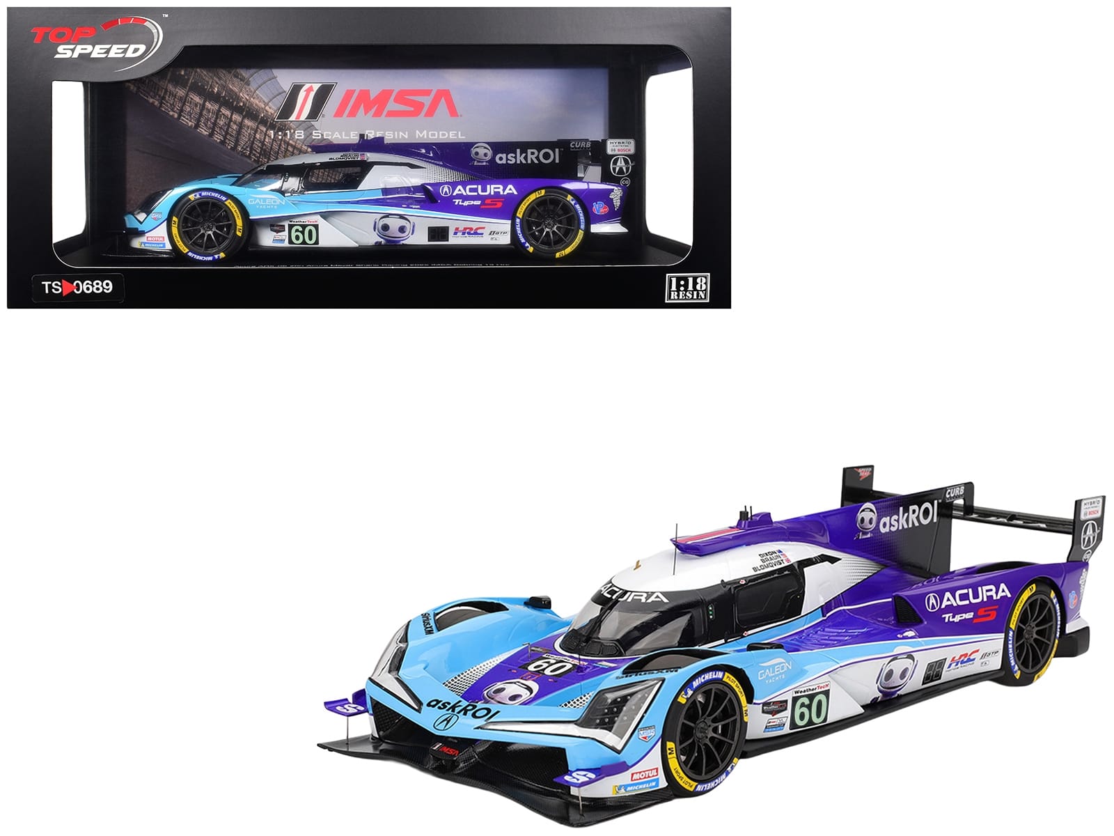 Acura ARX-06 GTP #60 Tom Blomqvist - Colin Braun - Scott Dixon "Acura Meyer Shank Racing with Curb-Agajanian" IMSA "12 Hours of Sebring" (2025) 1/18 Model Car by Top Speed