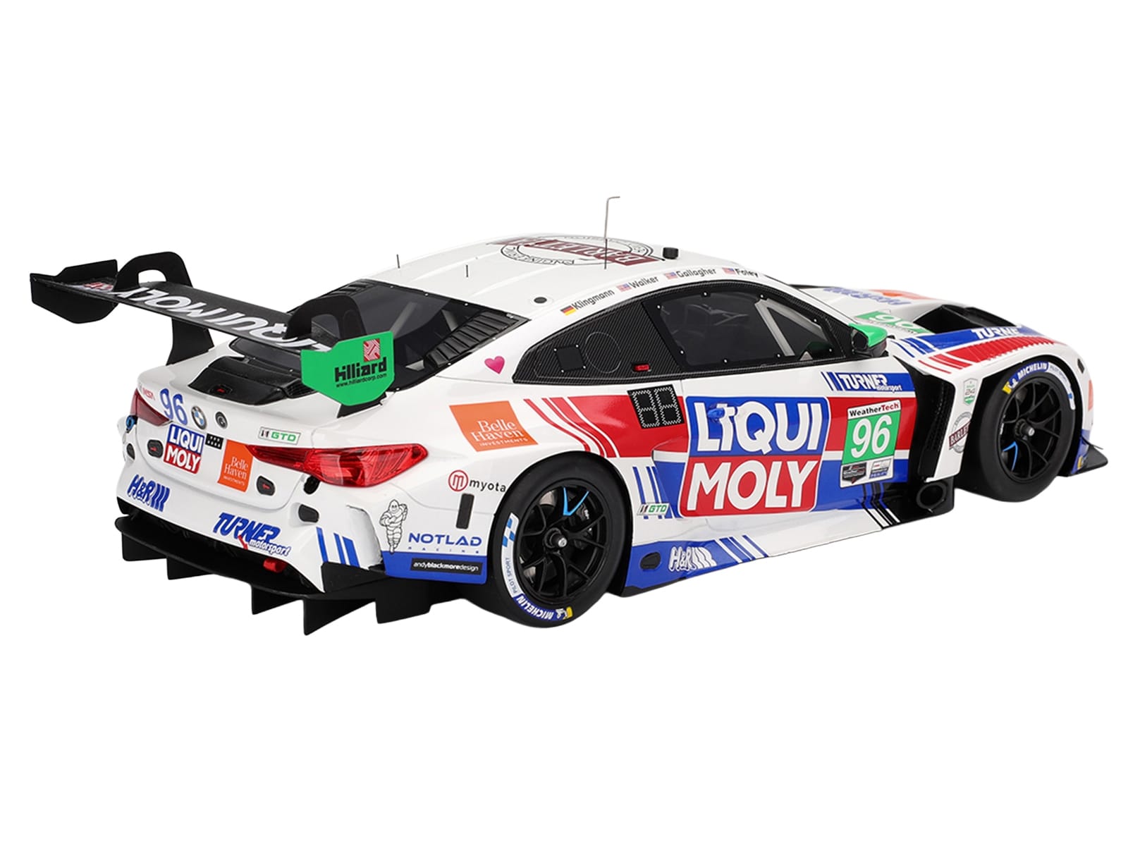 BMW M4 GT3 EVO #96 Robby Foley - Patrick Gallagher - Jens Klingmann - Jake Walker "Turner Motorsport" IMSA "Hours of Daytona" (2025) 1/18 Model Car by Top Speed - Image 5