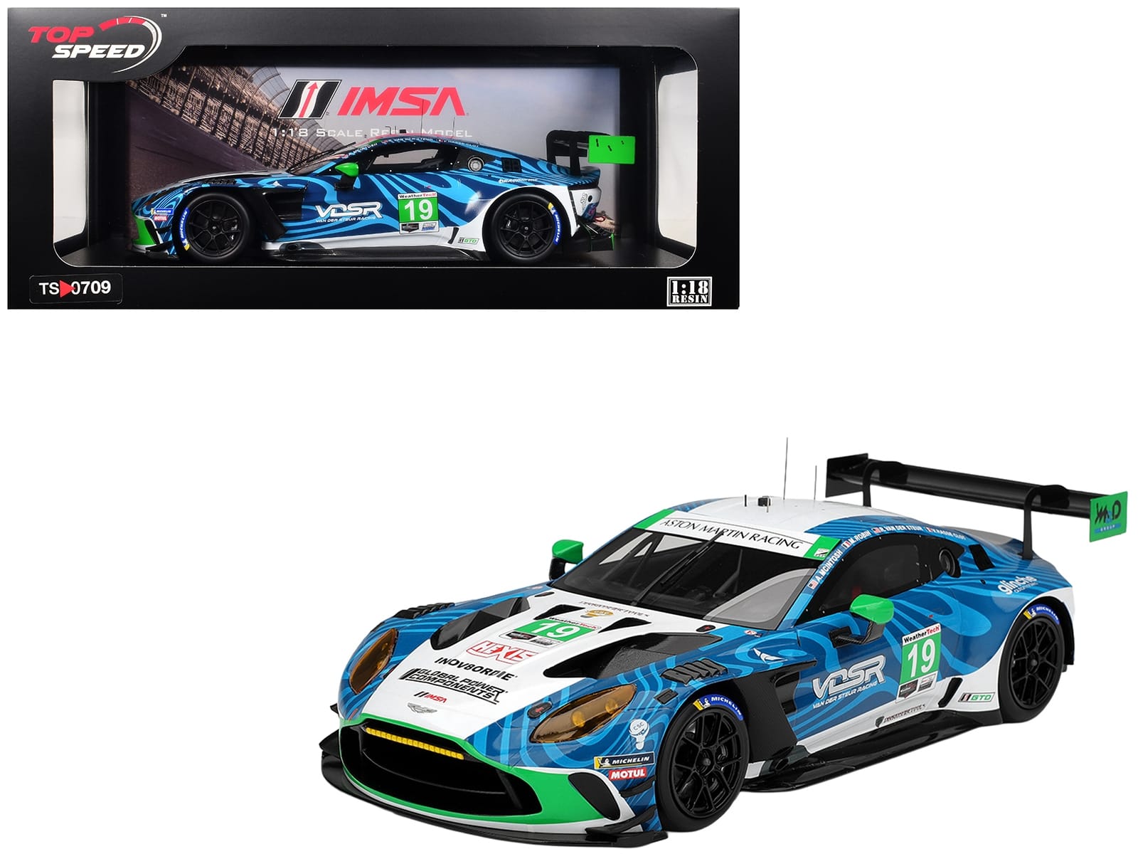 Aston Martin Vantage GT3 EVO #19 Valentin Hasse-Clot - Anthony McIntosh - Maxime Robin - Rory van der Steur "van der Steur Racing" IMSA "24 Hours of Daytona" (2025) 1/18 Model Car by Top Speed
