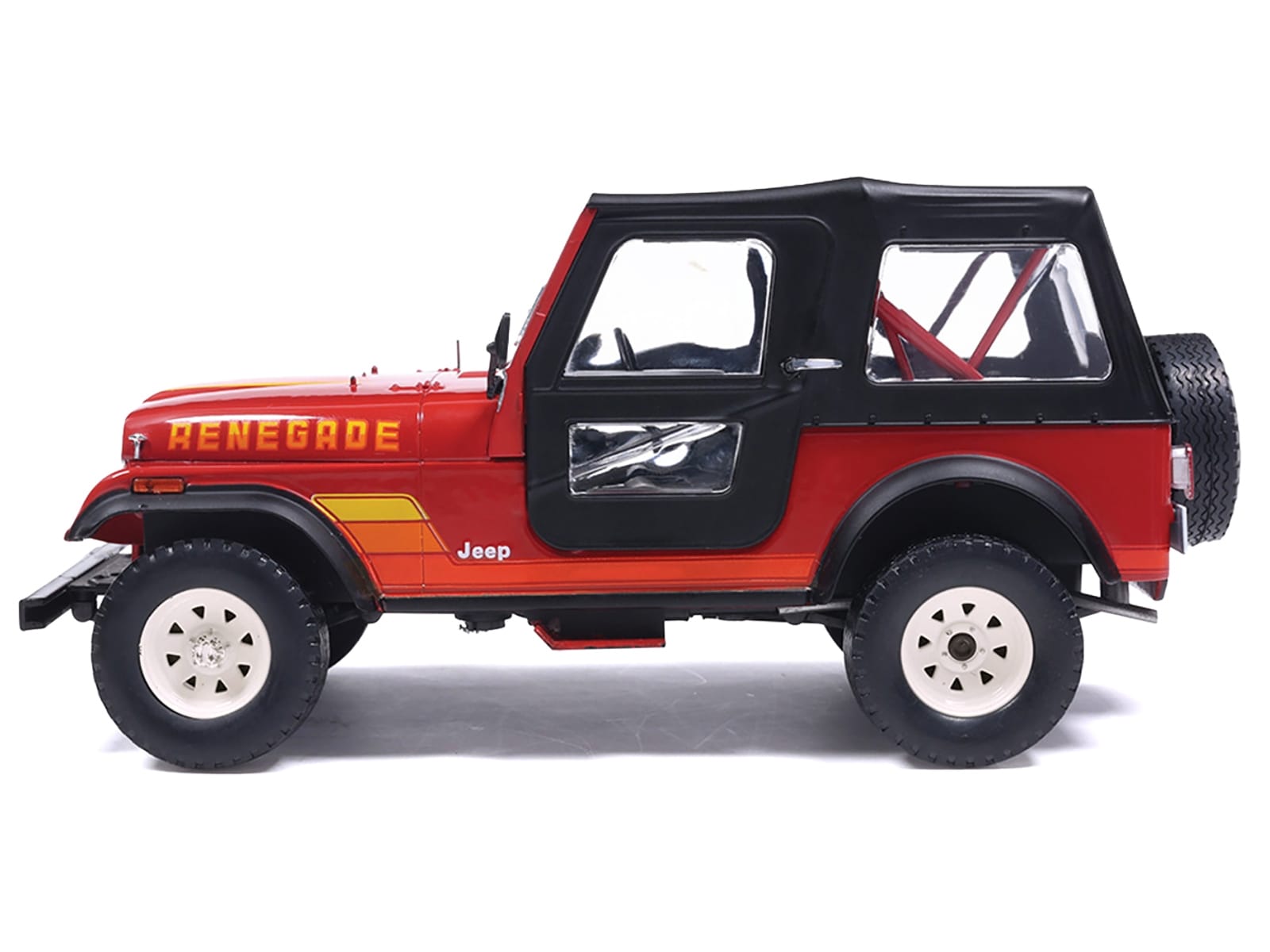1983 Jeep Renegade Red with Stripes and Black Top 1/24 Diecast Model by IXO Models - Image 2