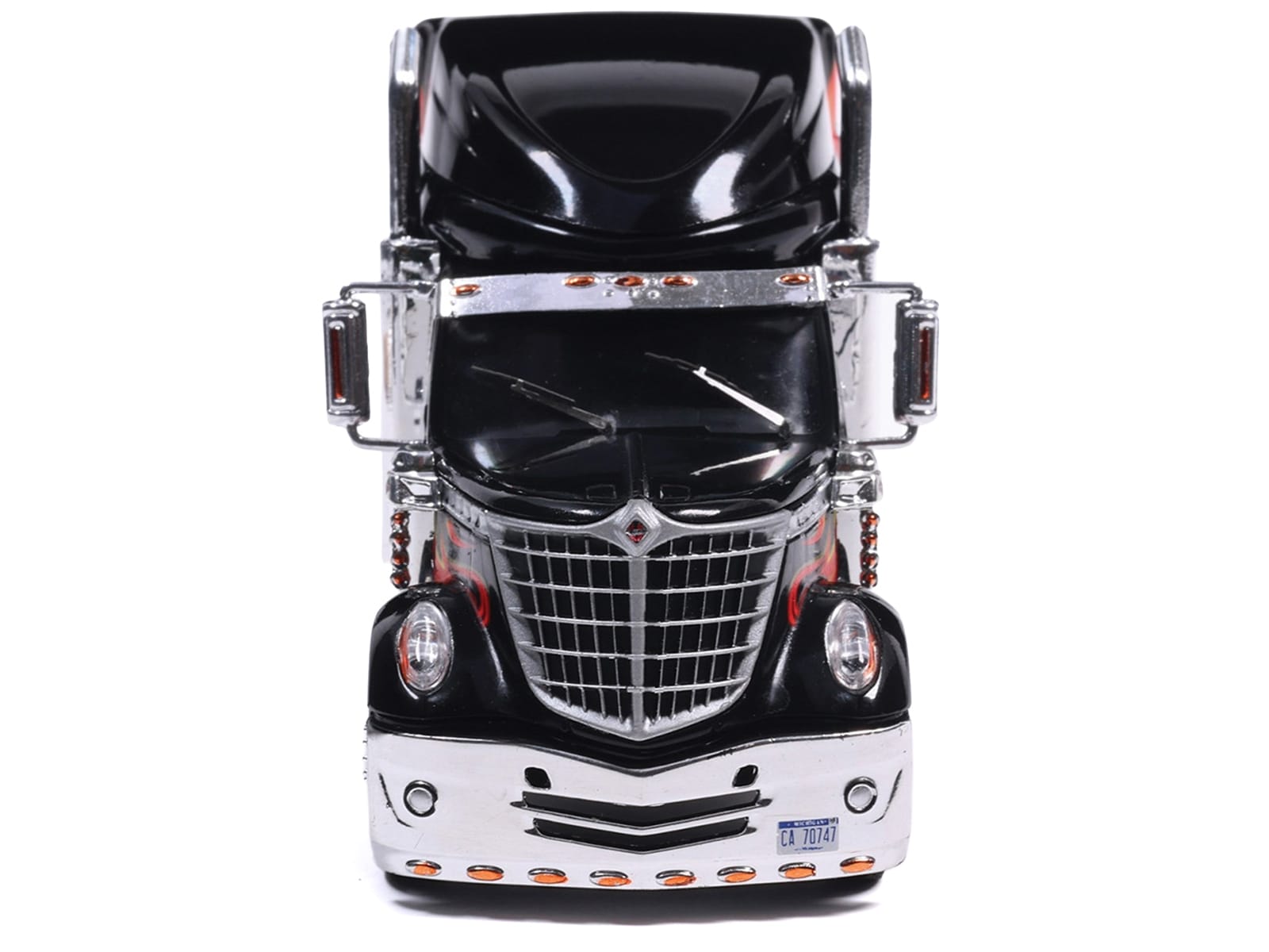 2010 International Lonestar Truck Tractor Black with Flame Graphics 1/64 Diecast Model by IXO Models - Image 4