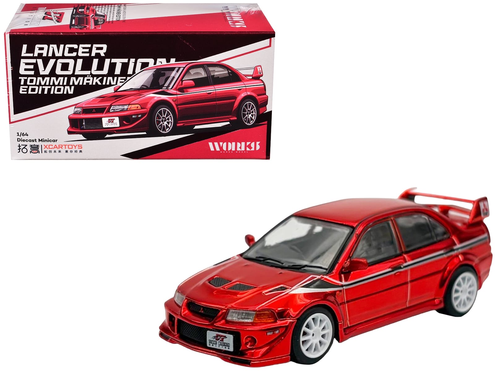 Mitsubishi Lancer Evolution VI RHD (Right Hand Drive) "Tommi Makinen Edition" Red Chrome "Hobby Expo China 2026" 1/64 Diecast Model Car by Works Model