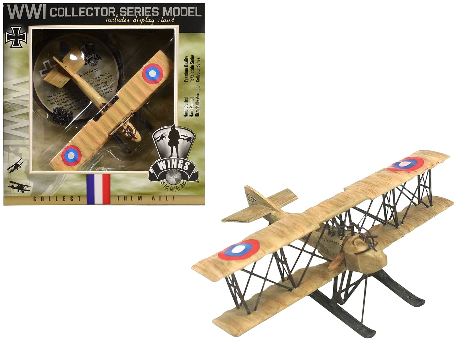 SPAD SA 4 Aircraft with Ski Gear "French Air Force" 1/72 Model Airplane by Wings of the Great War - Image 4