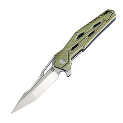 Category: Dropship Knives & Multi-tools, SKU #4017947, Title: Artisan Bombardier Folder 3.54in Fancy Green Titanium S35VN