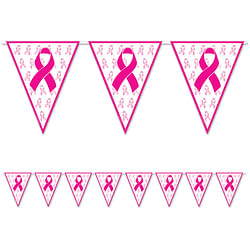 Category: Dropship Seasonal & Special Occasions, SKU #1938910, Title: . Case of [288] Pink Ribbon Pennant Banner - All-Weather, 11