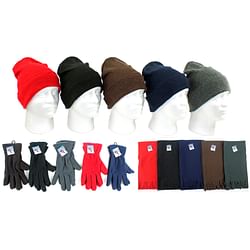 Category: Dropship Apparel & Clothing, SKU #2123046, Title: . Case of [180] Women's Knit Hats, Fleece Gloves, & Scarves - Assorted Colors .